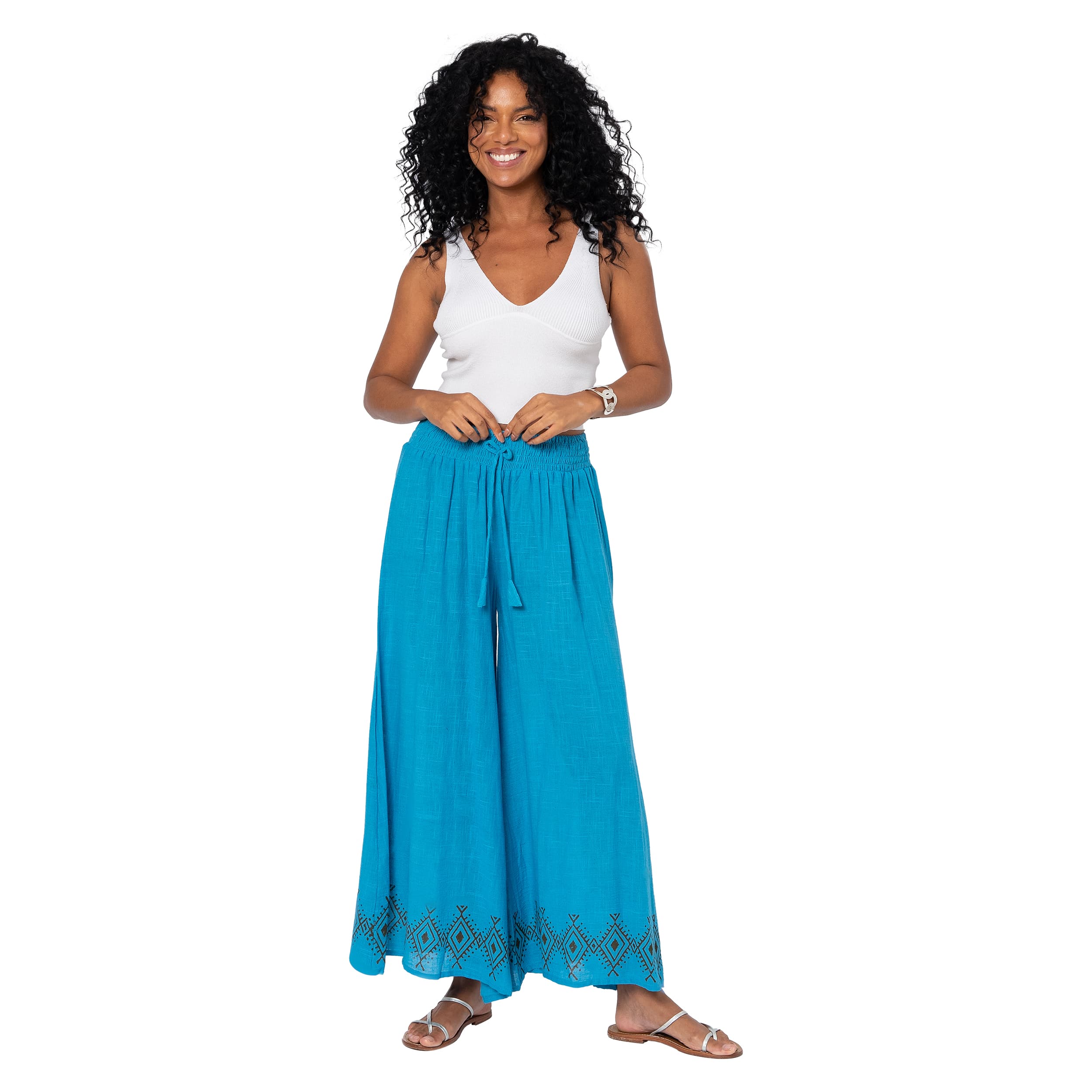 Pantalon été long Olive - 100% coton - bleu - Akoustik Online