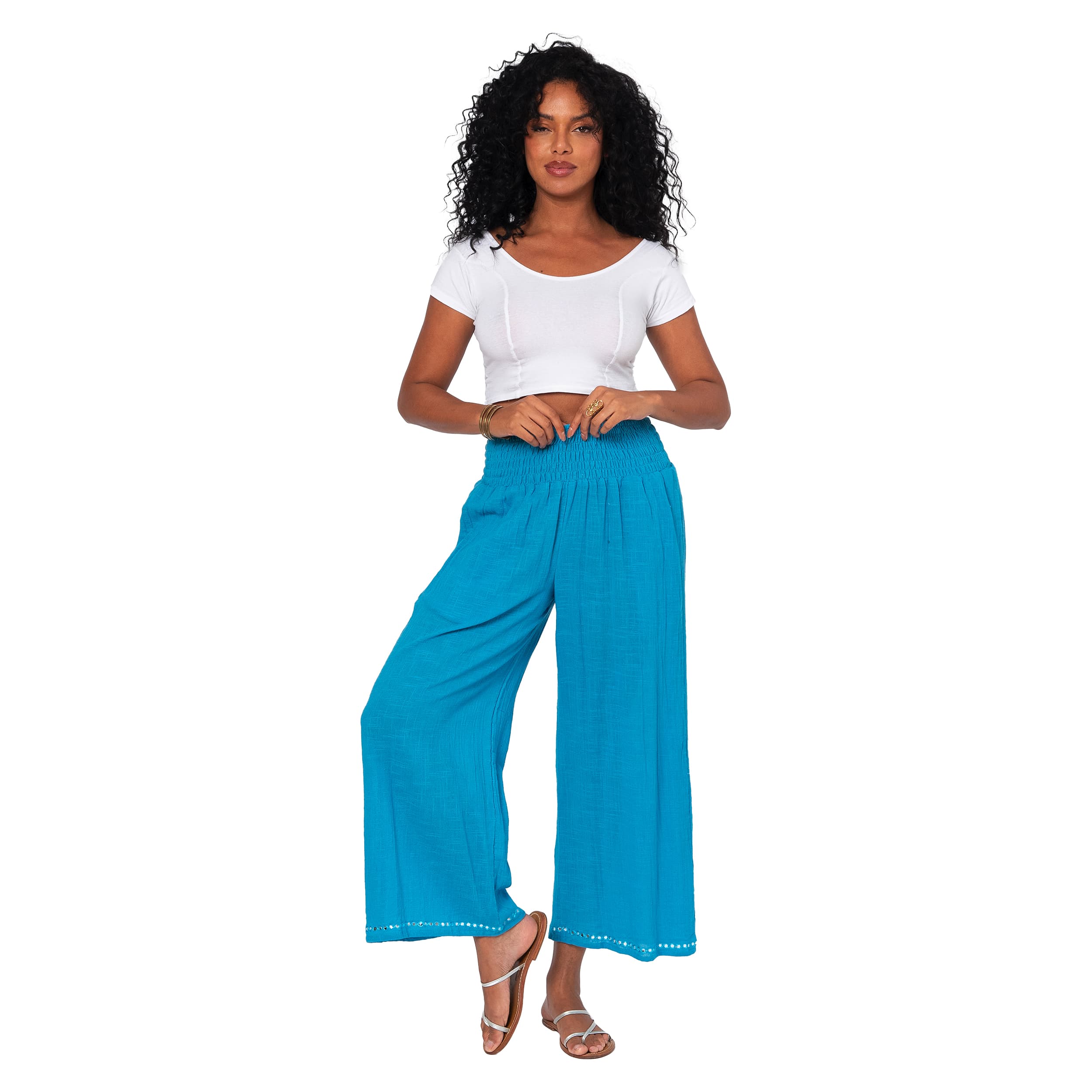 Pantalon été mi-long Jóhannes - 100% coton - bleu - Akoustik Online