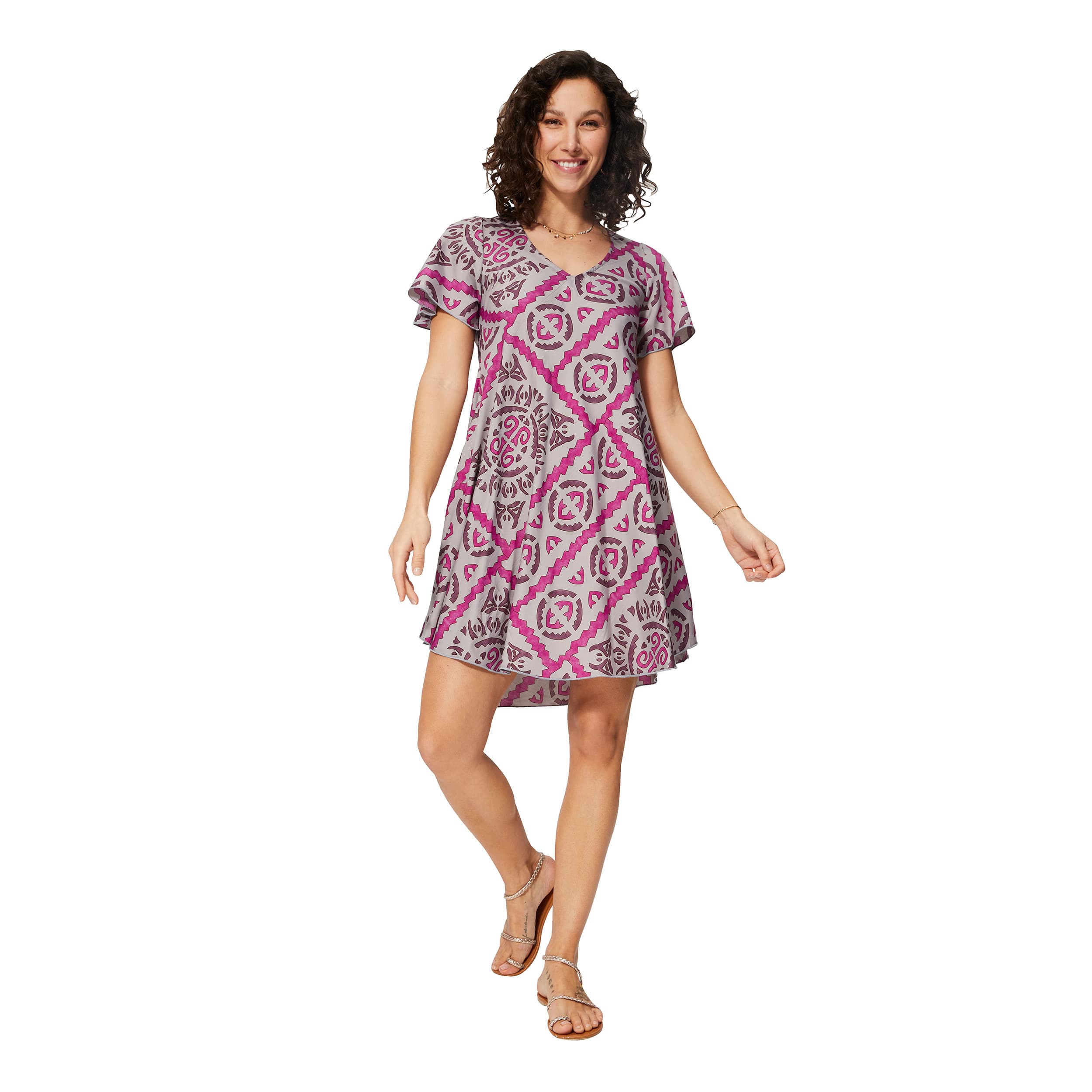 Robe été courte manches courtes Tòmas - violet, rose - Akoustik Online