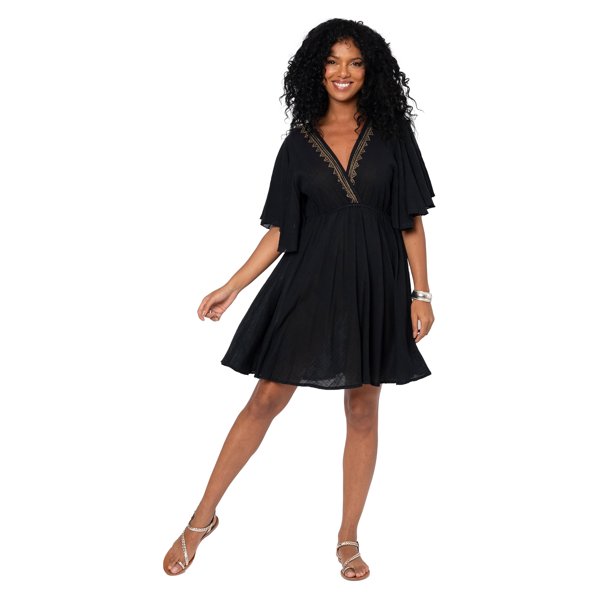 Robe été courte manches courtes Manasseh - noir - Akoustik Online
