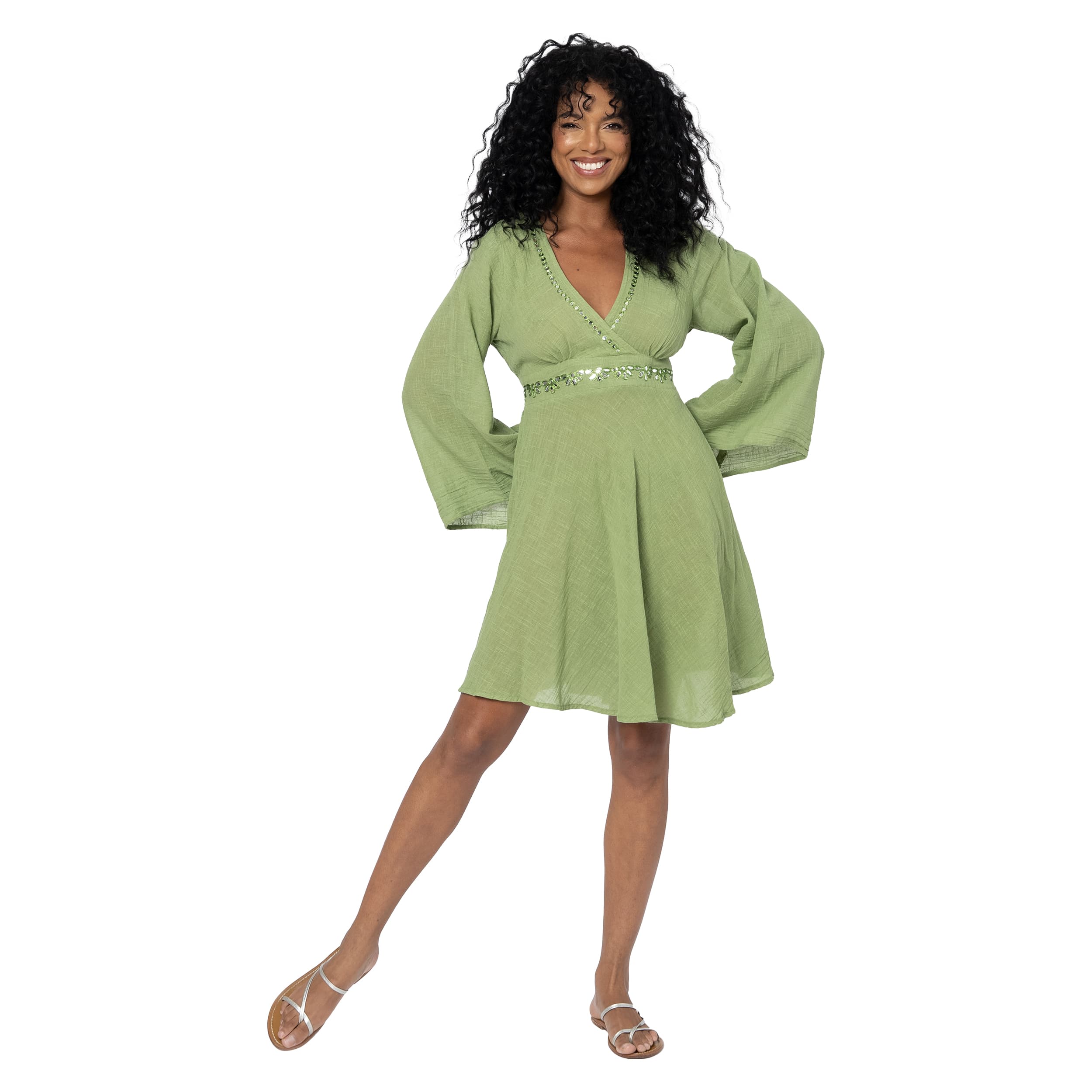 Robe été courte manches longues Orah - 100% coton - Akoustik Online
