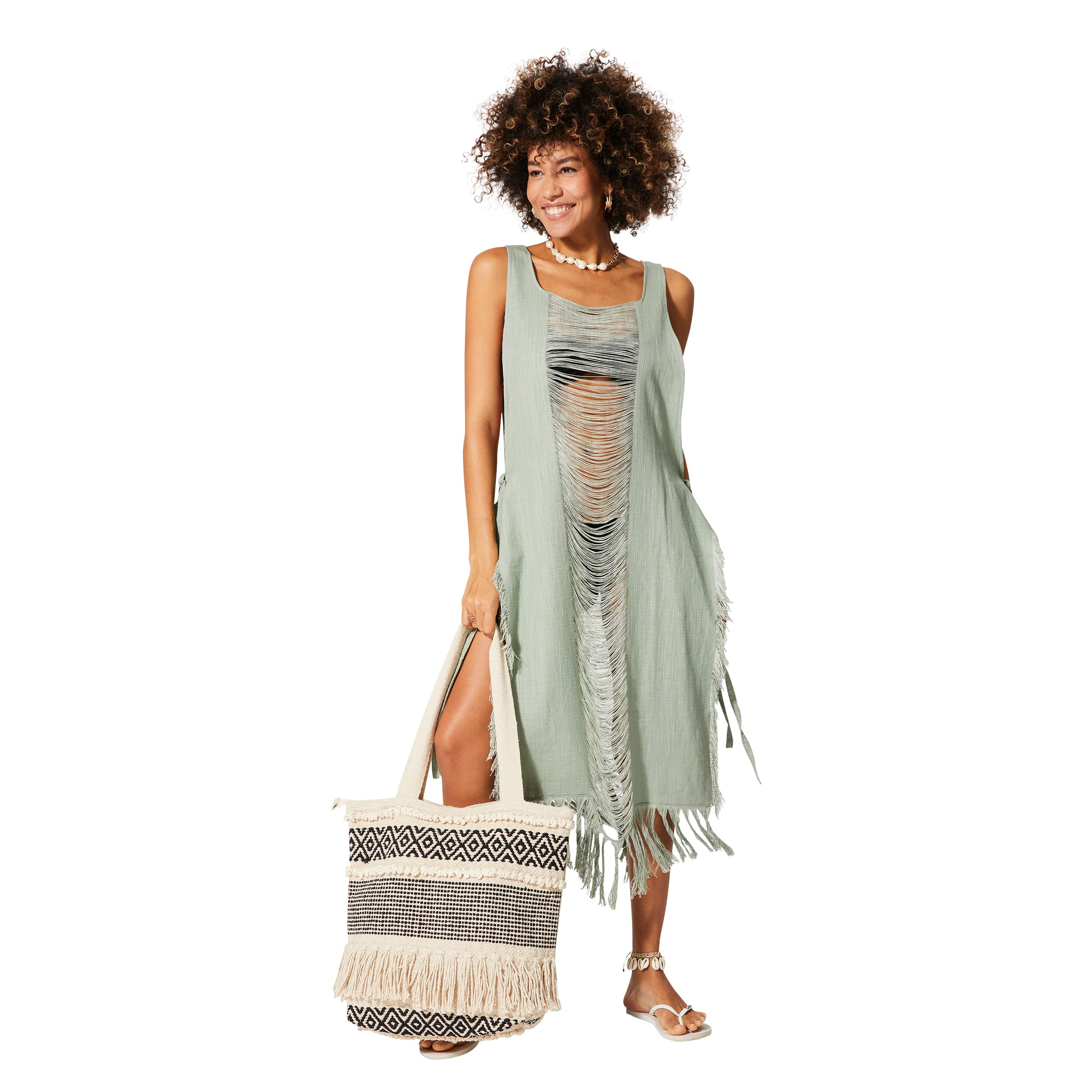 Robe été mi-longue sans manches Dorofei - 100% coton - Akoustik Online