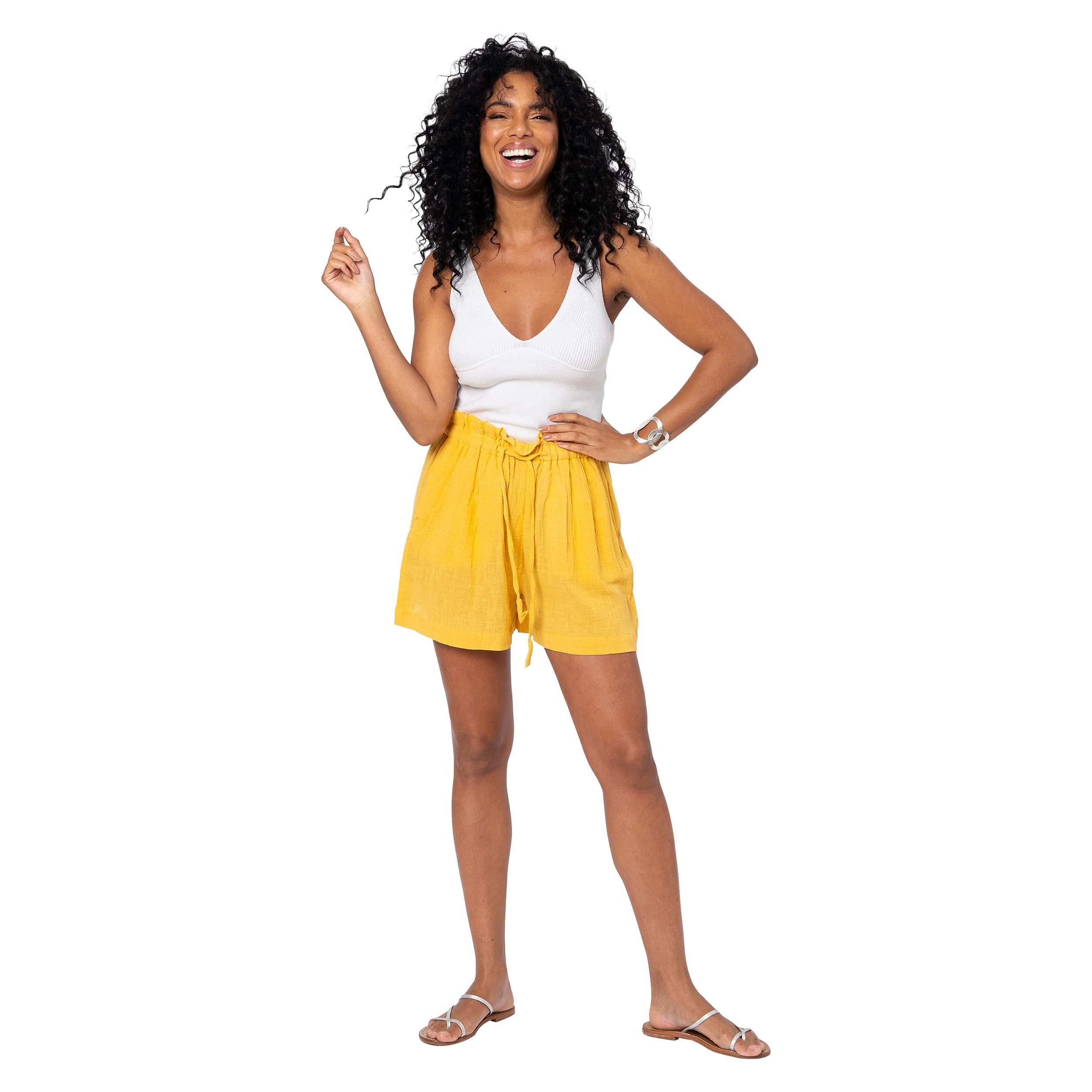 Short été Waldemar - 100% coton - jaune - Akoustik Online
