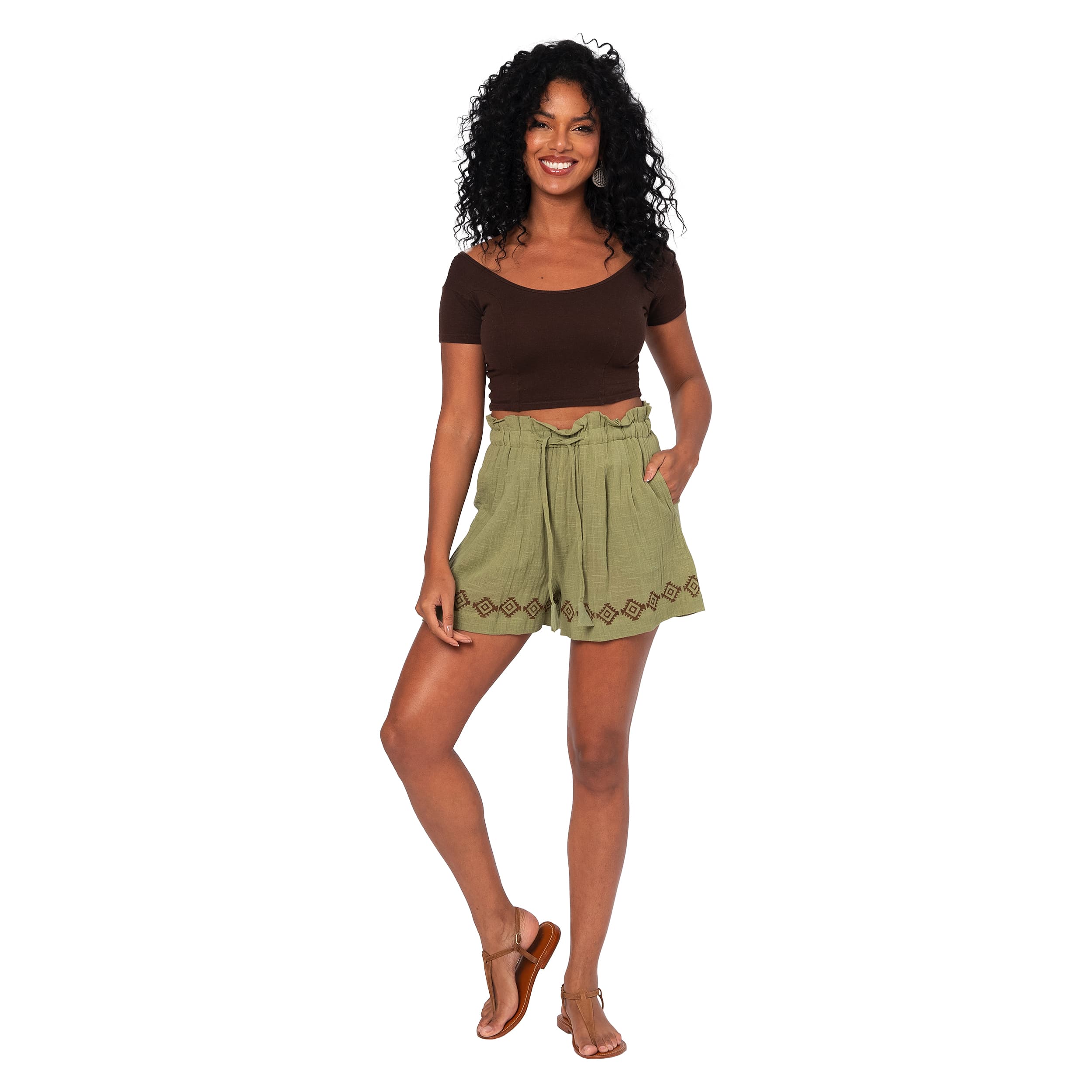 Short été Eztebe - 100% coton - vert - Akoustik Online