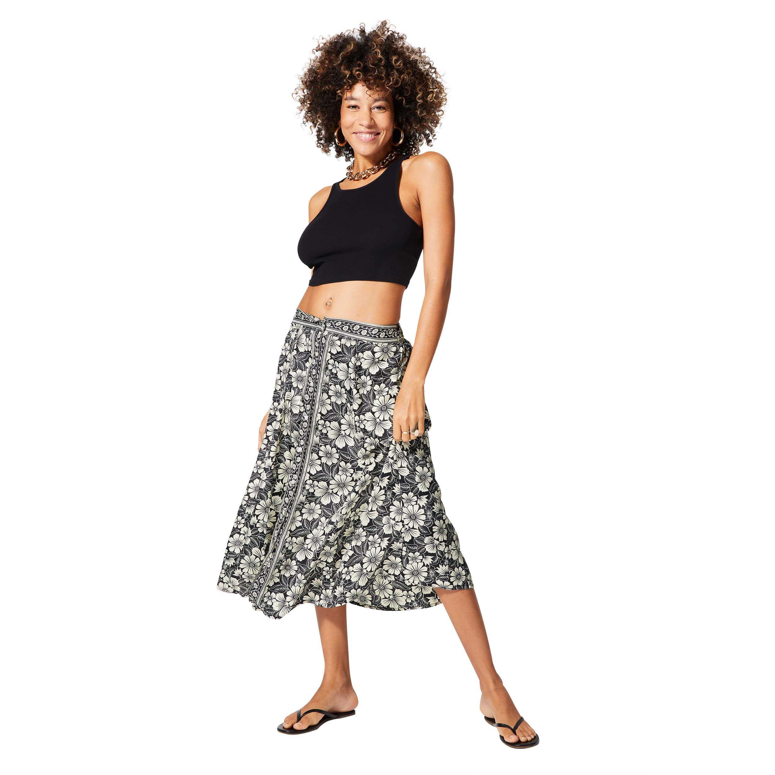 Jupe été mi-longue Tomiko - 100% polyester - Akoustik Online