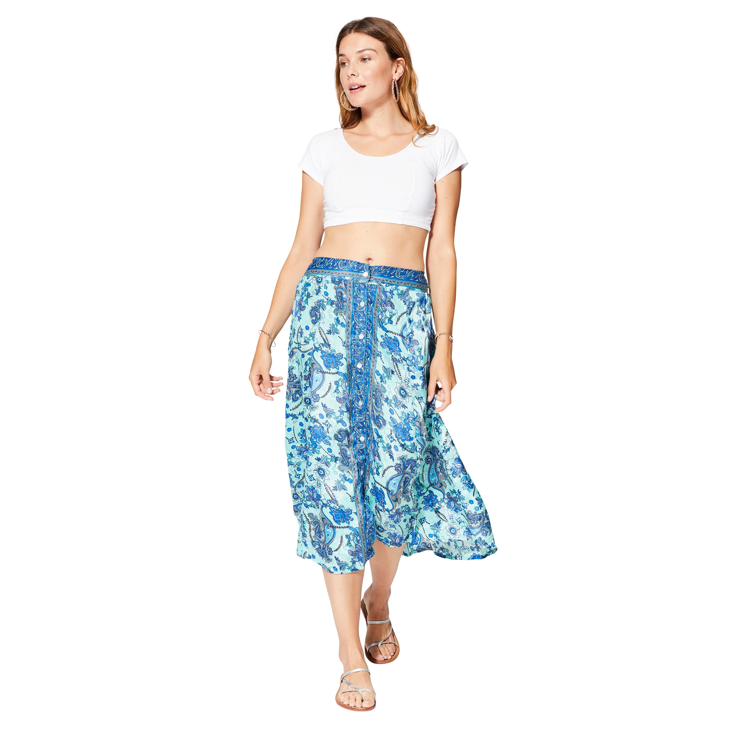 Jupe été mi-longue Uzziel - 100% polyester - Akoustik Online