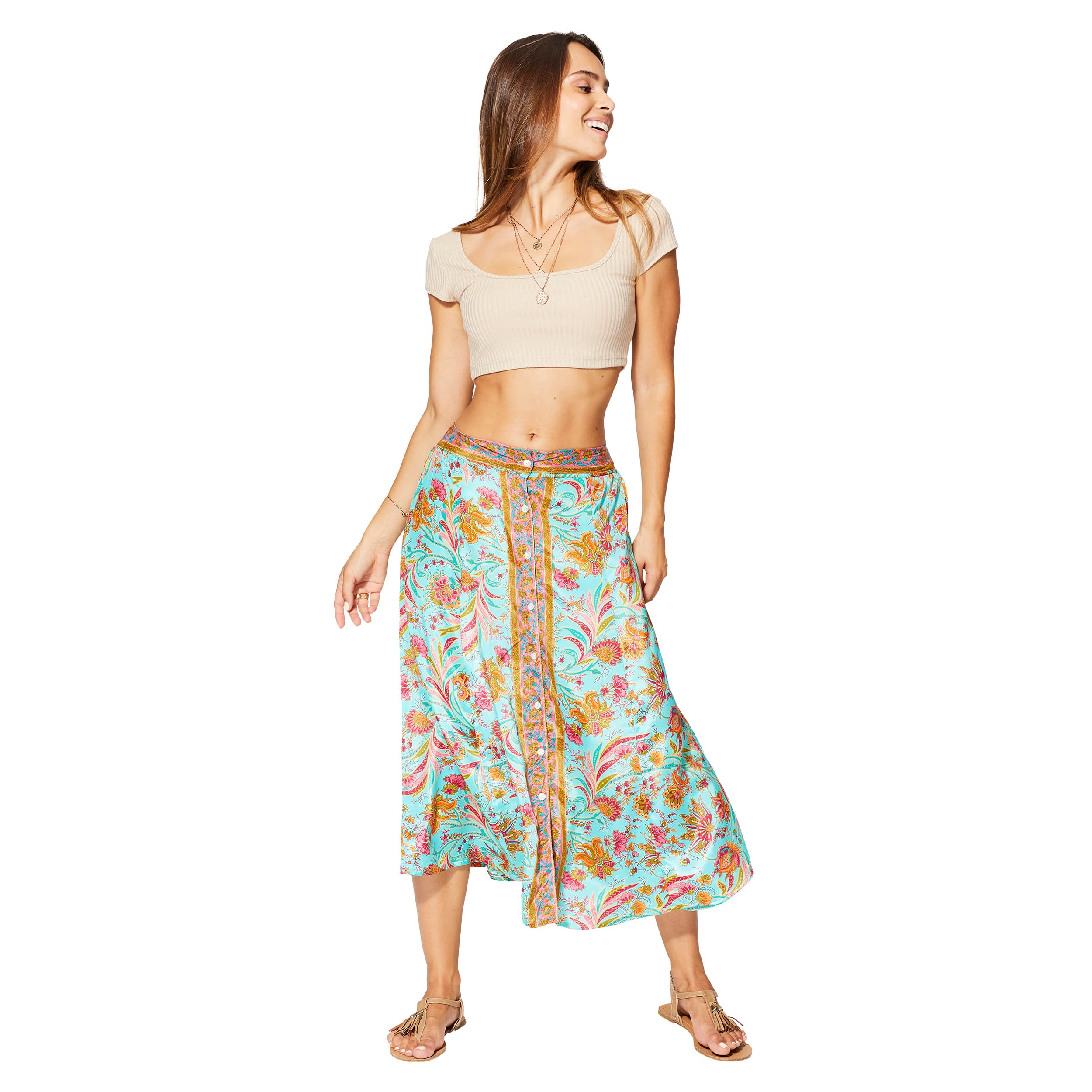 Jupe été mi-longue Isra - 100% polyester - Akoustik Online