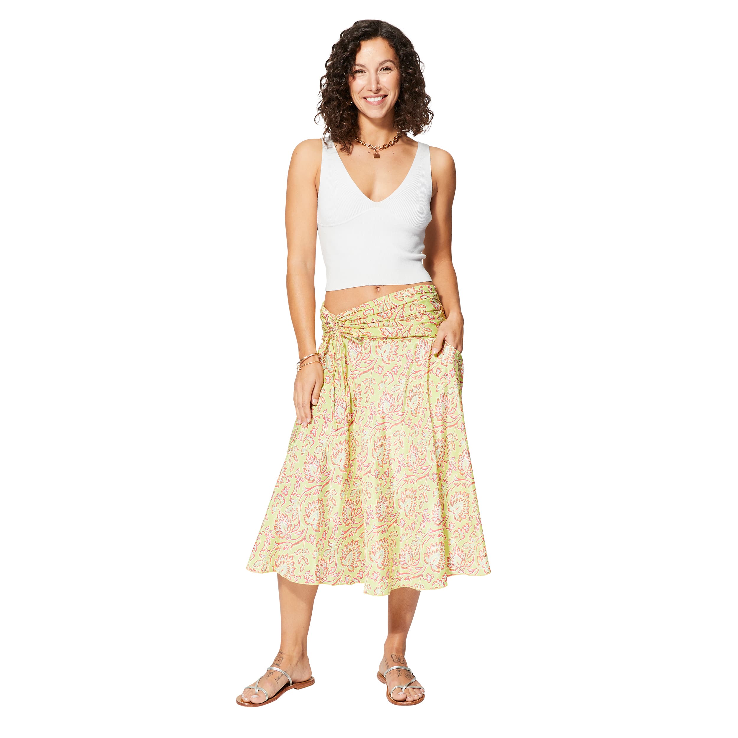 Jupe été mi-longue Makari - 100% polyester - Akoustik Online