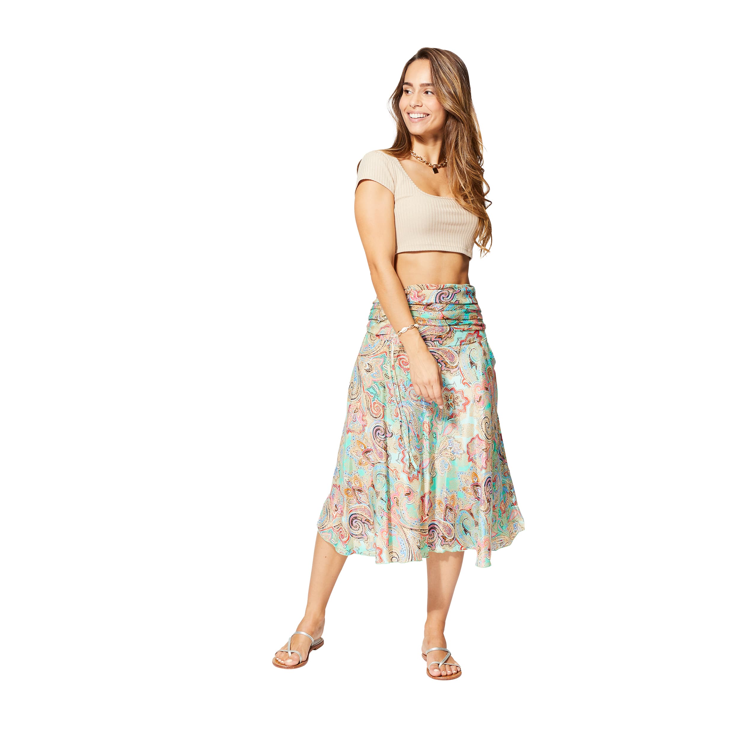 Jupe été mi-longue Zhou - 100% polyester - Akoustik Online