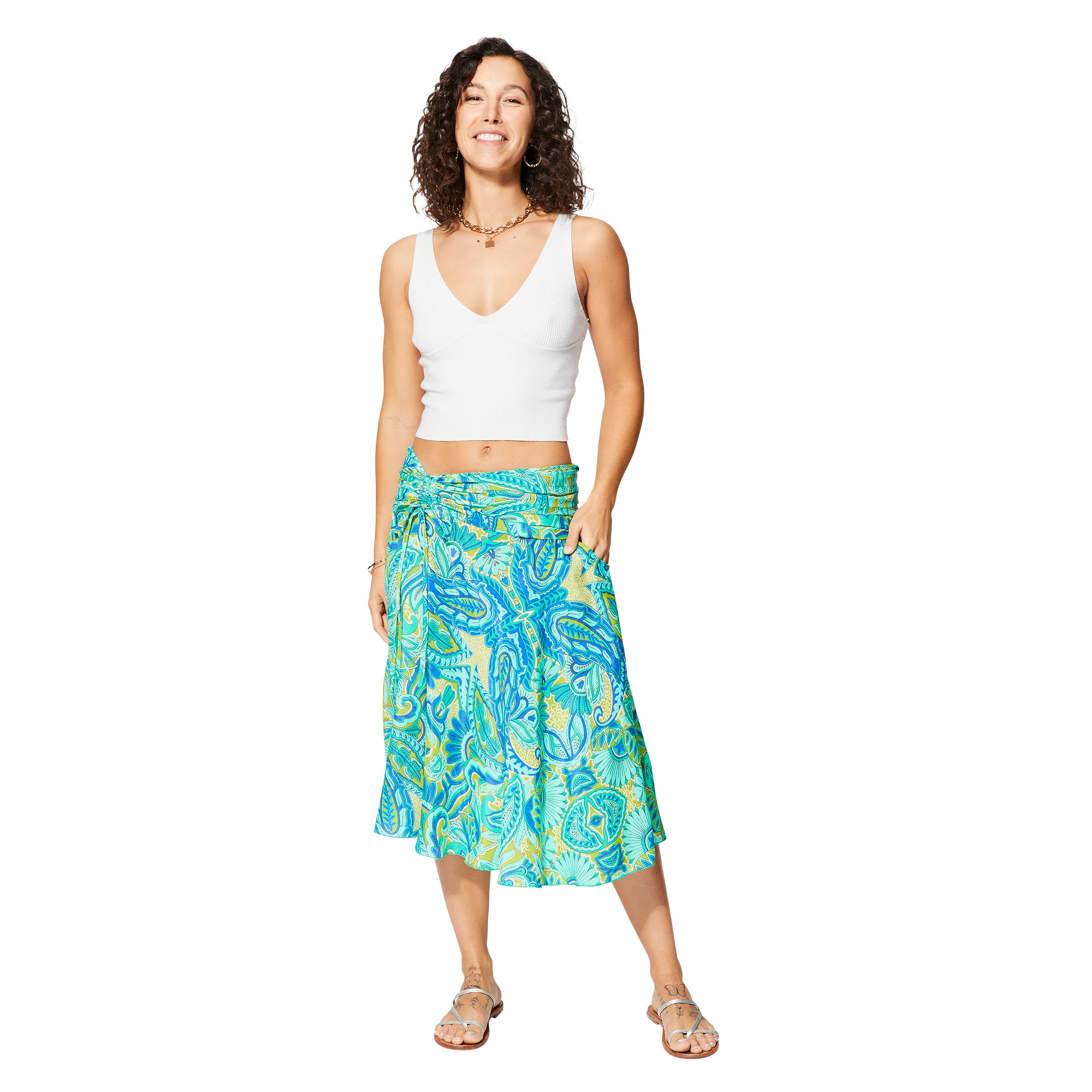 Jupe été mi-longue Cybill - 100% polyester - Akoustik Online