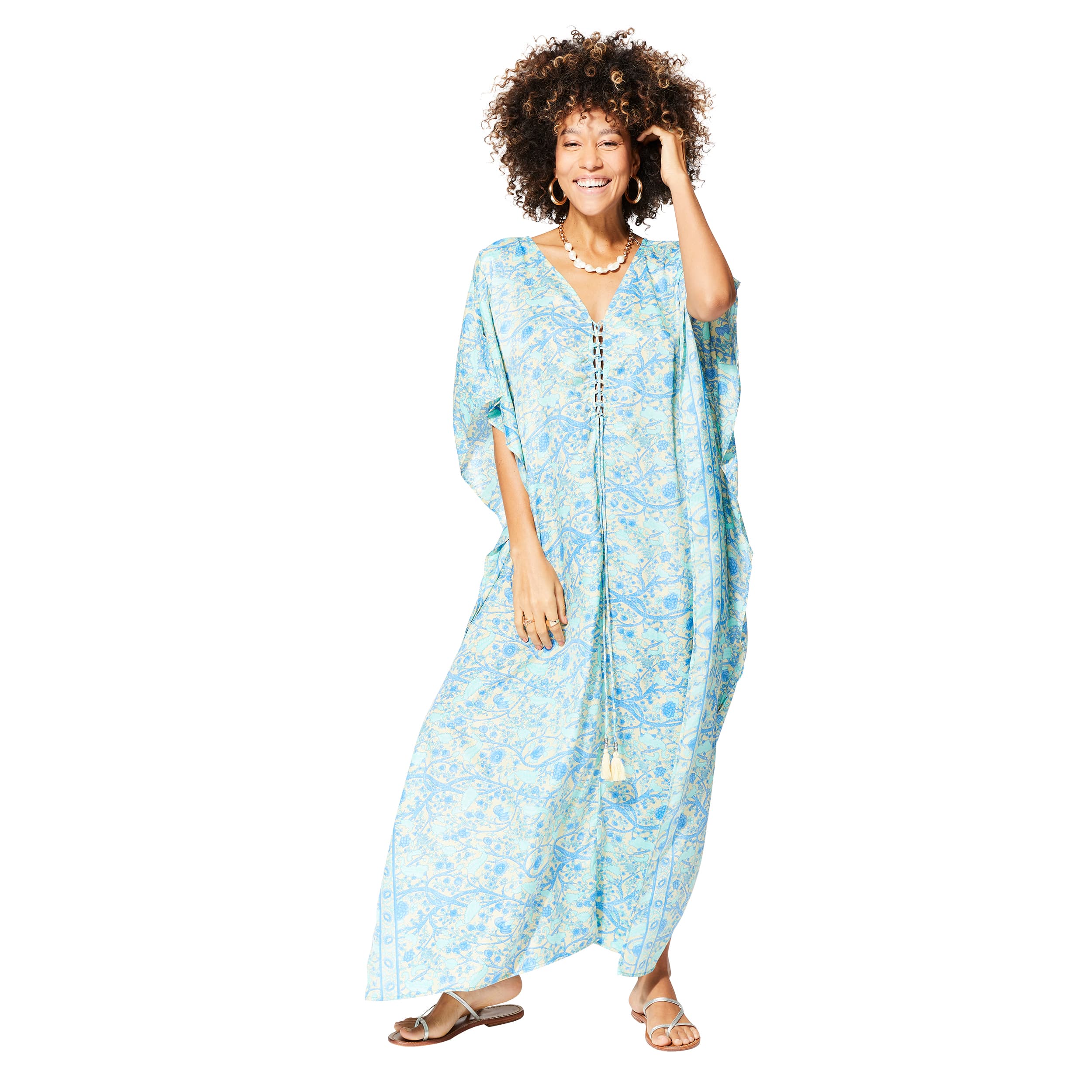 Kaftan été long manches 3/4 Xochilt - 100% polyester - Akoustik Online