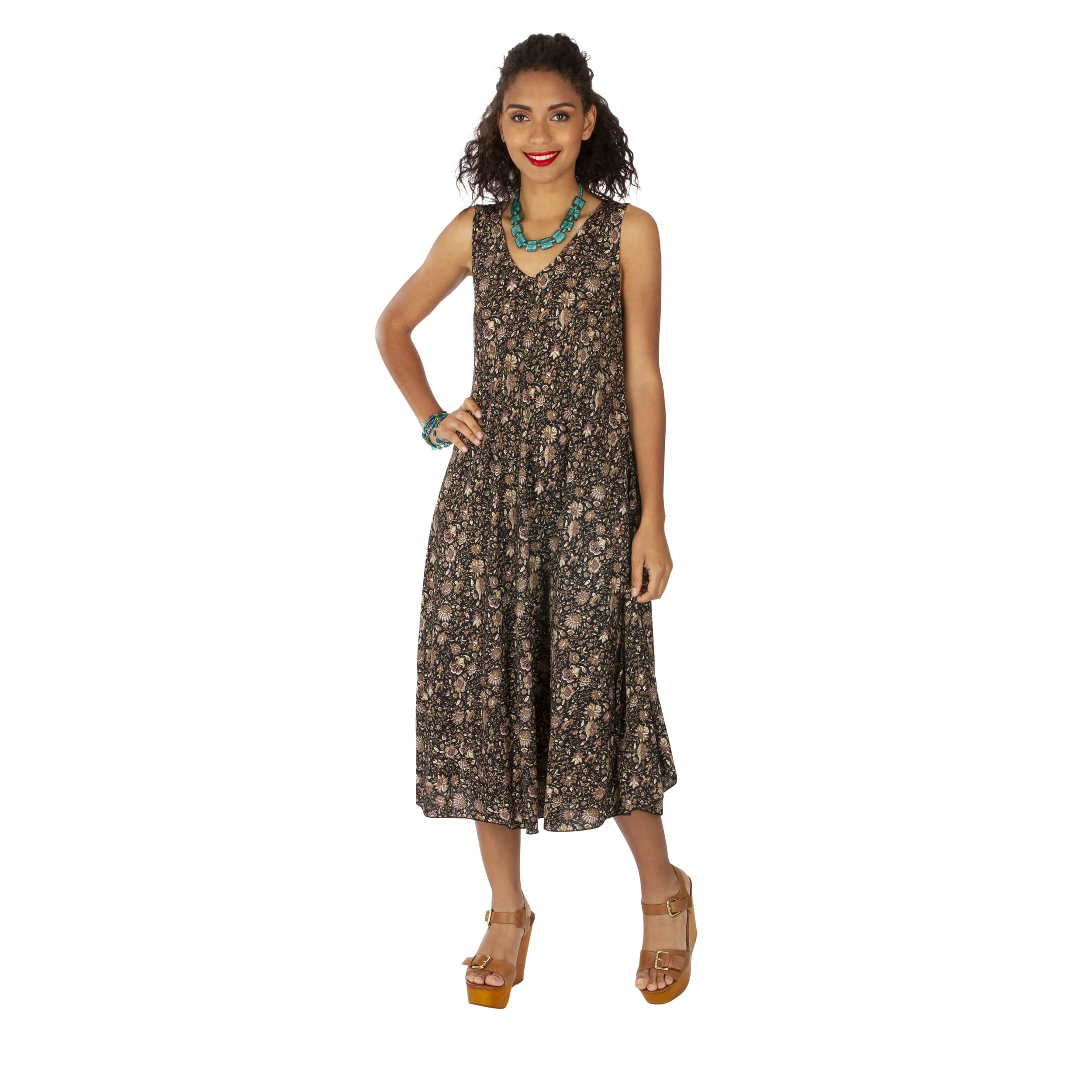 Robe été mi-longue sans manches Nathan - noir, gris - Akoustik Online