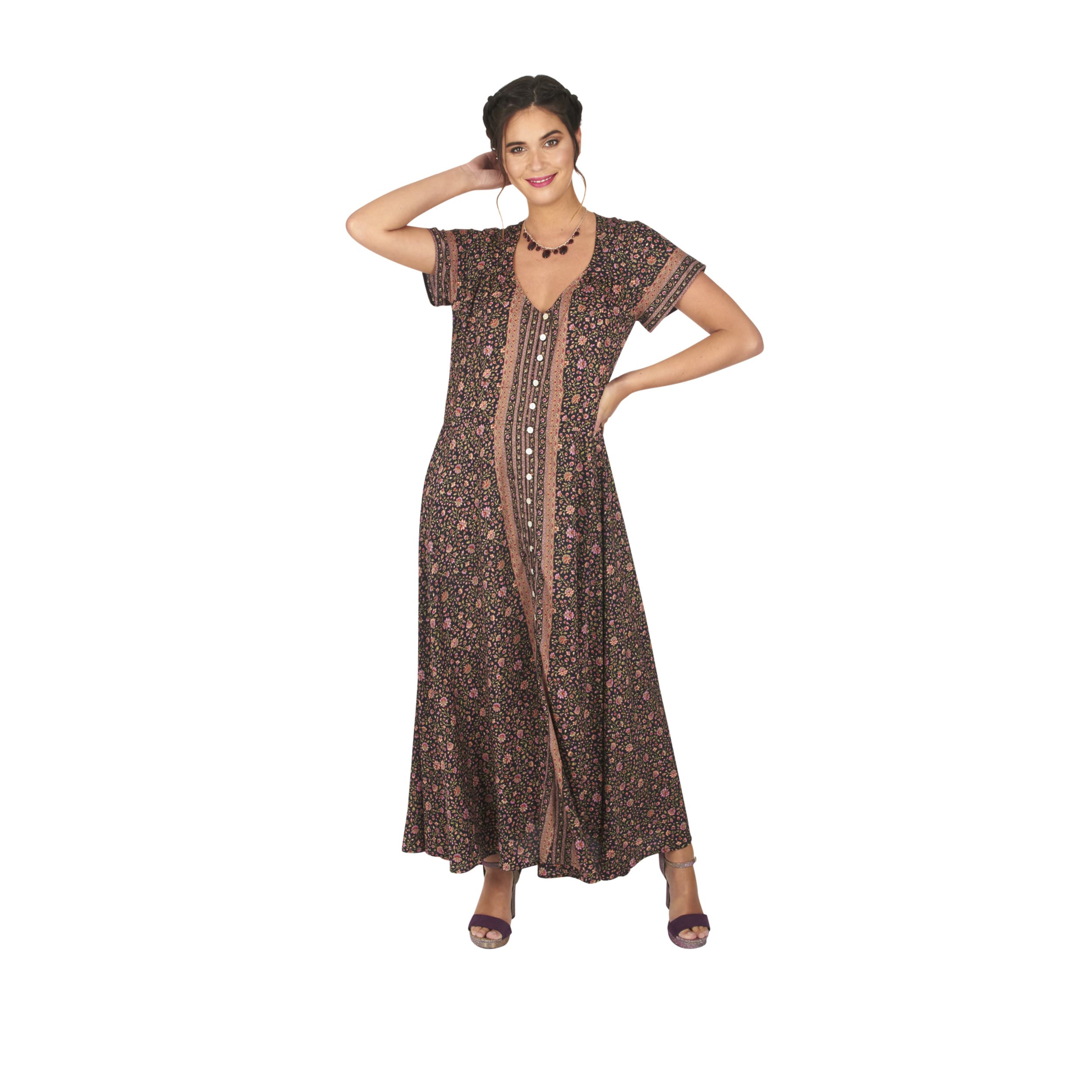 Robe été longue manches courtes Aura - Petit Prix ! - Akoustik Online