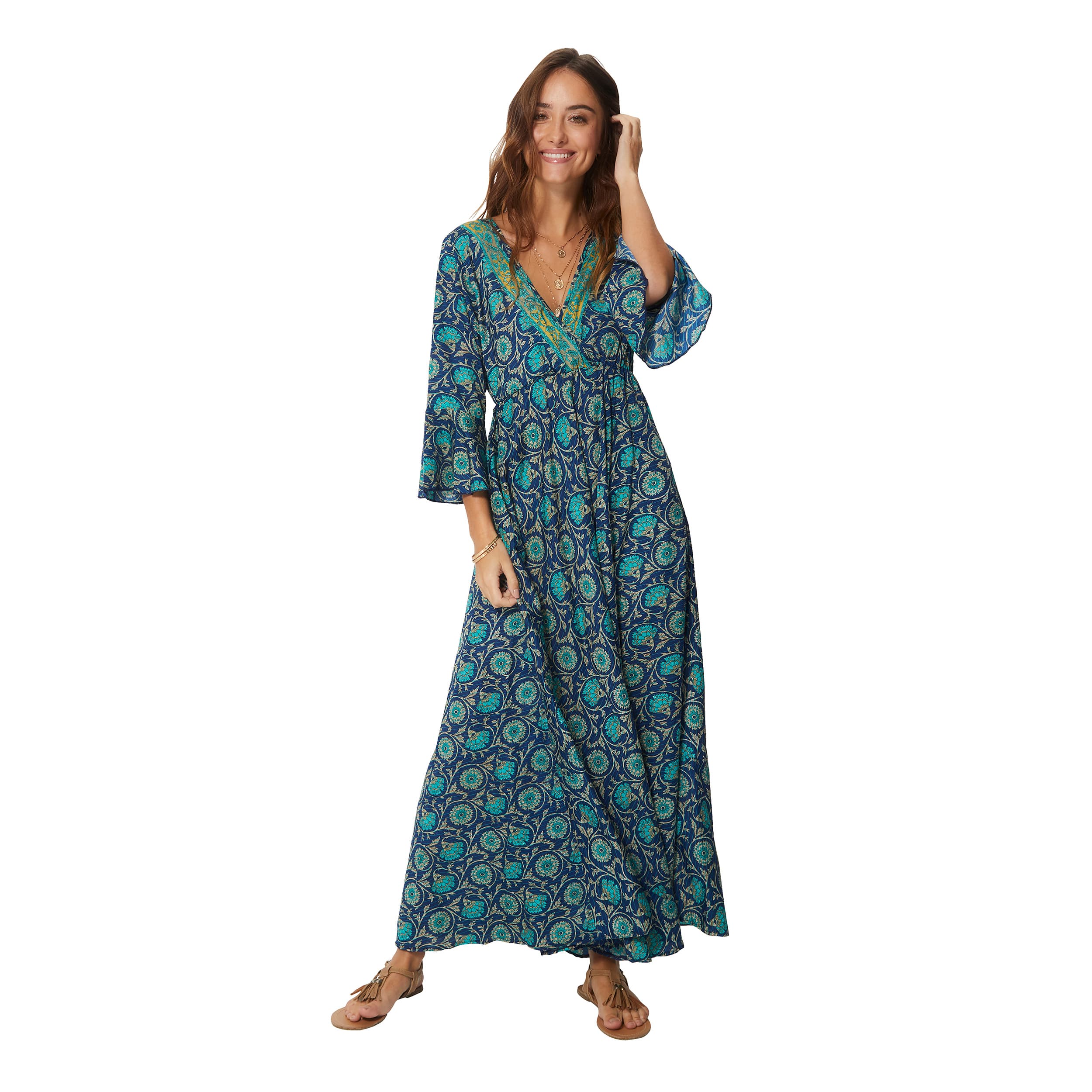 Robe été longue manches 3/4 Milena - 100% polyester - Akoustik Online