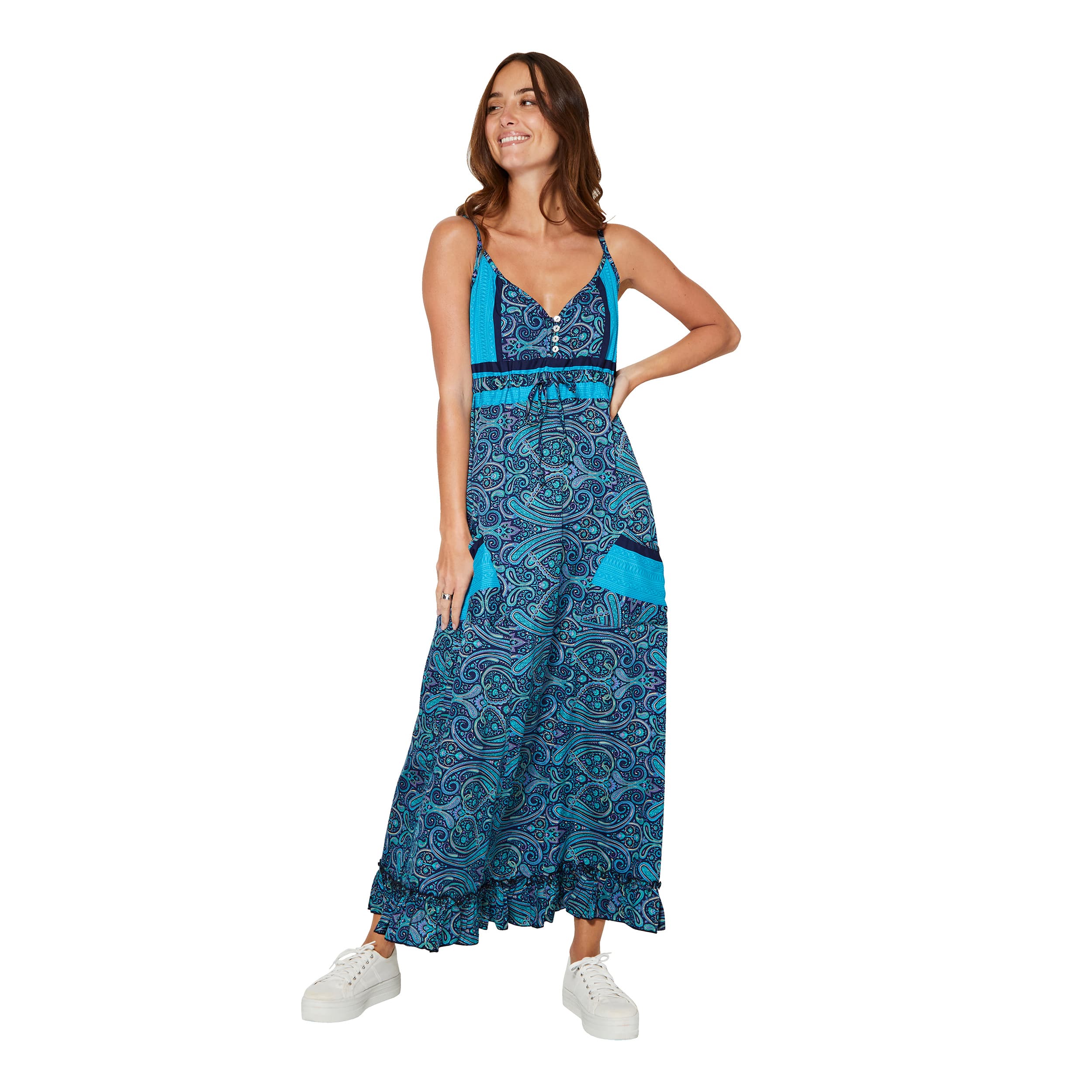 Robe été longue sans manches Robina - 100% polyester - Akoustik Online