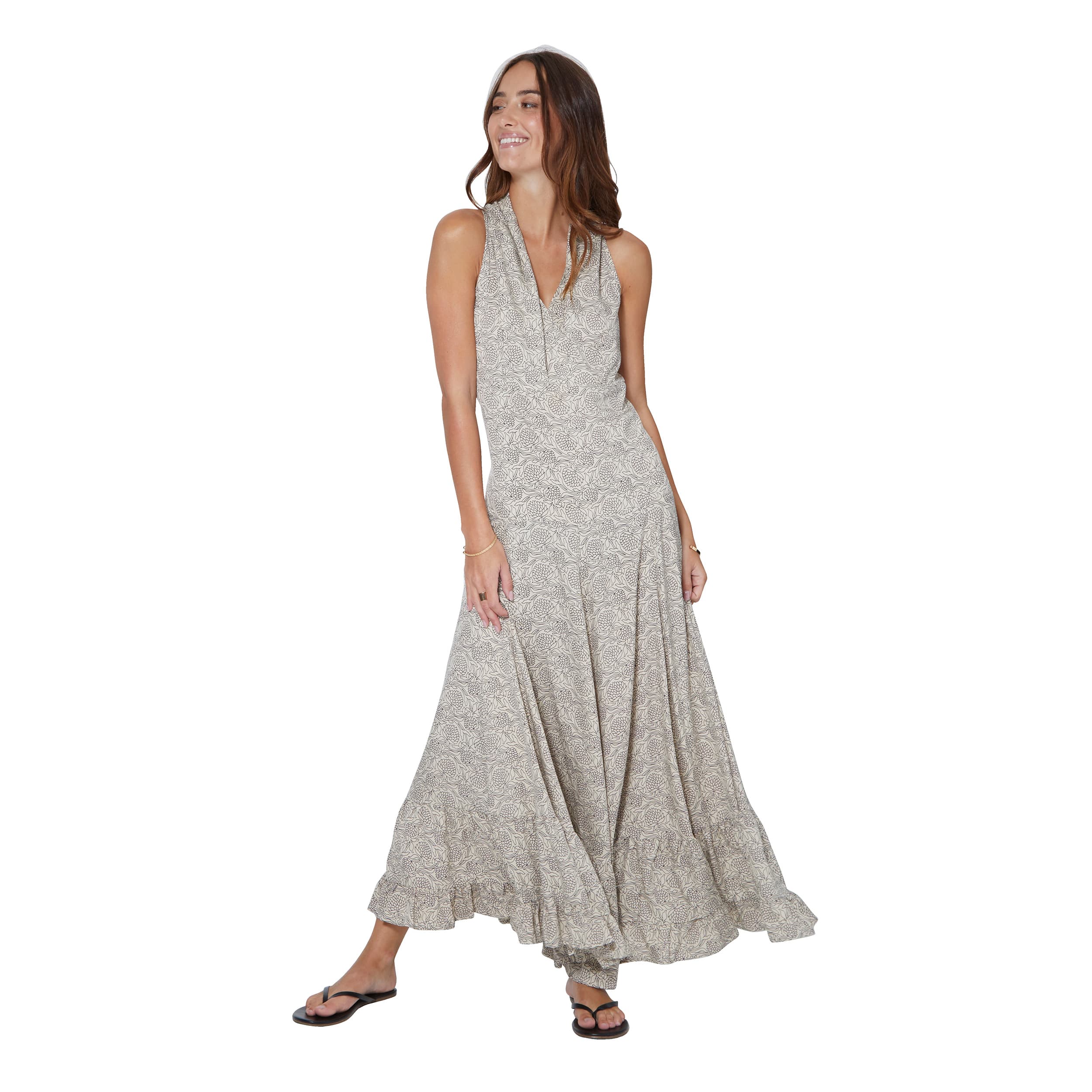 Robe été longue sans manches Hammond - creme, noir - Akoustik Online