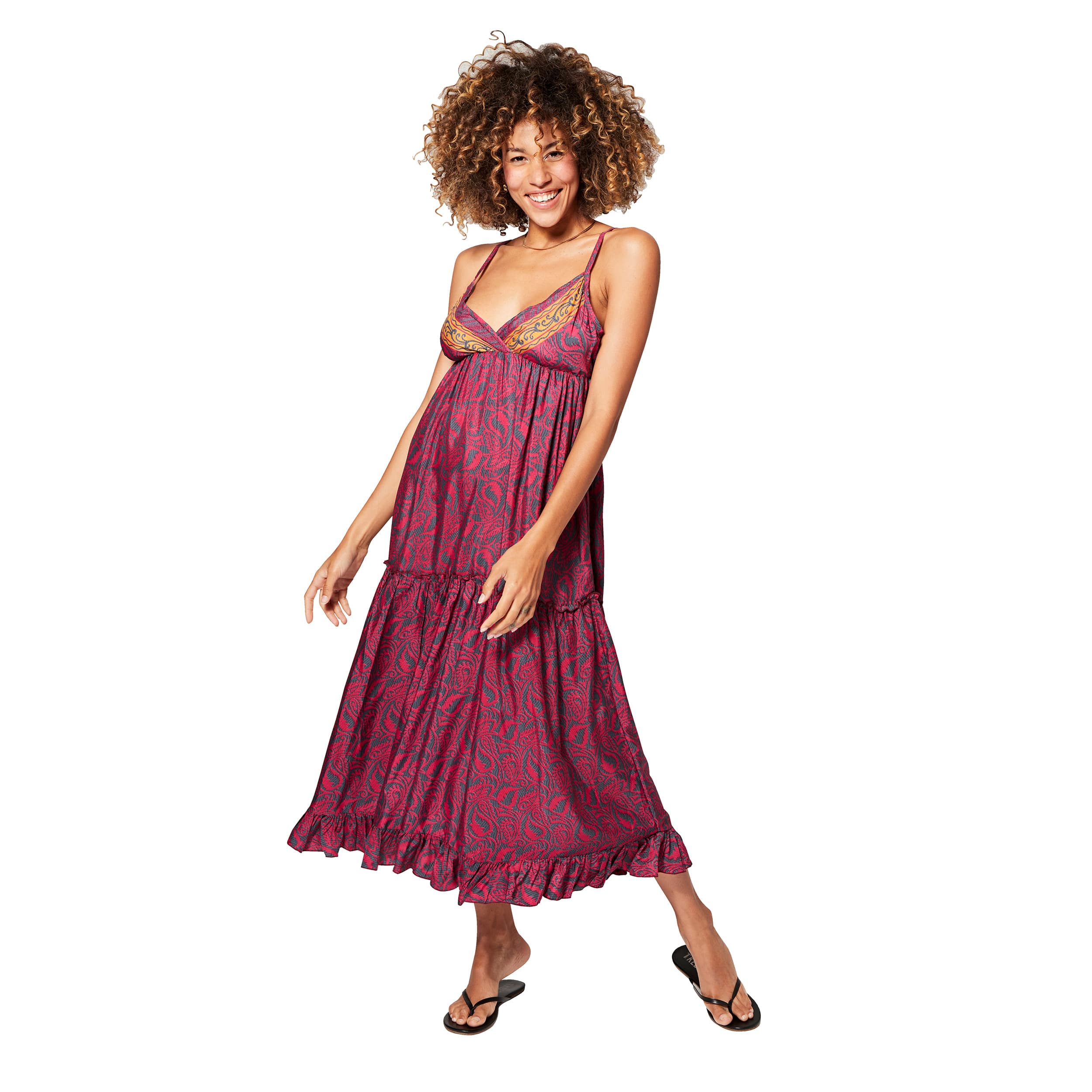 Robe été longue sans manches Evaristus - gris, rose - Akoustik Online