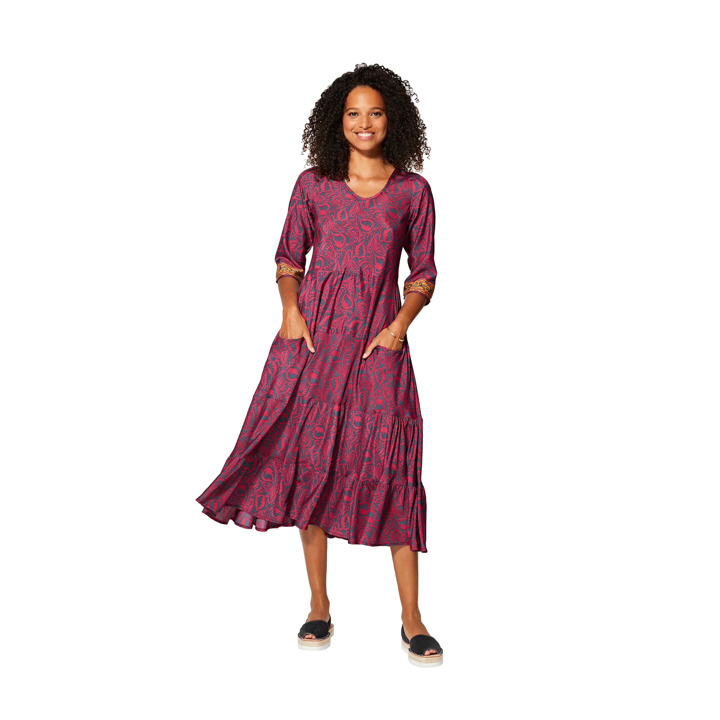 Robe été mi-longue manches 3/4 Gloria - gris, rose - Akoustik Online