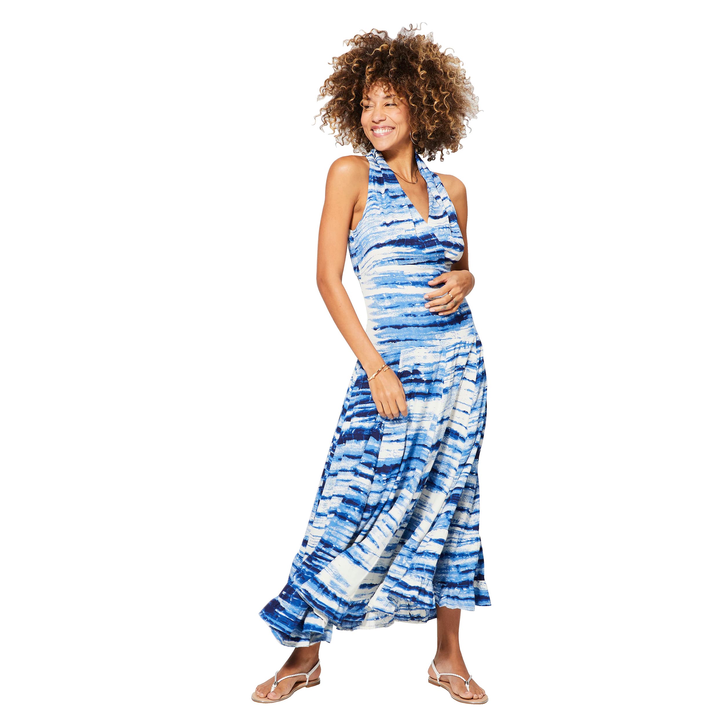 Robe été longue sans manches Andrija - bleu, blanc - Akoustik Online