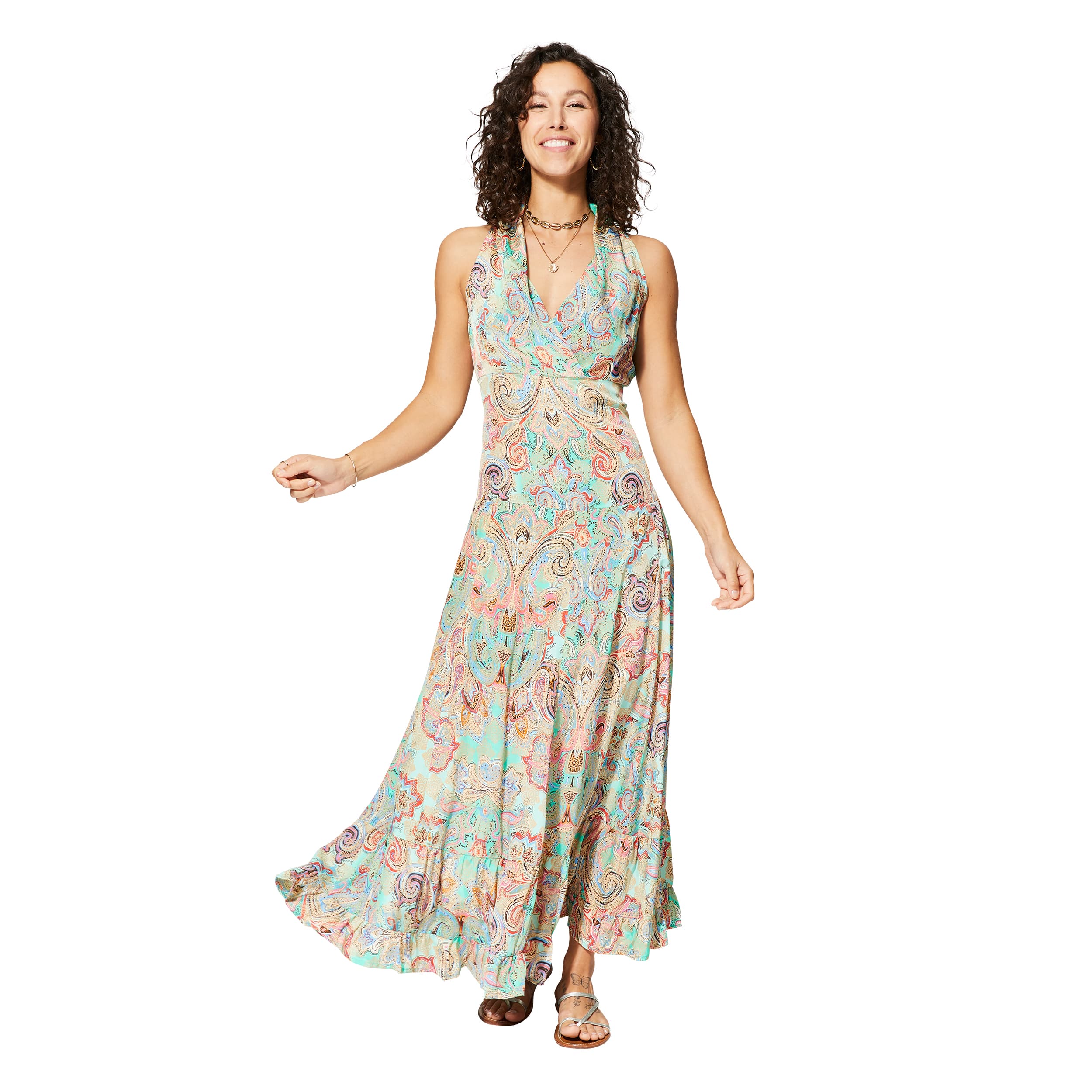 Robe été longue sans manches Olivie - 100% polyester - Akoustik Online
