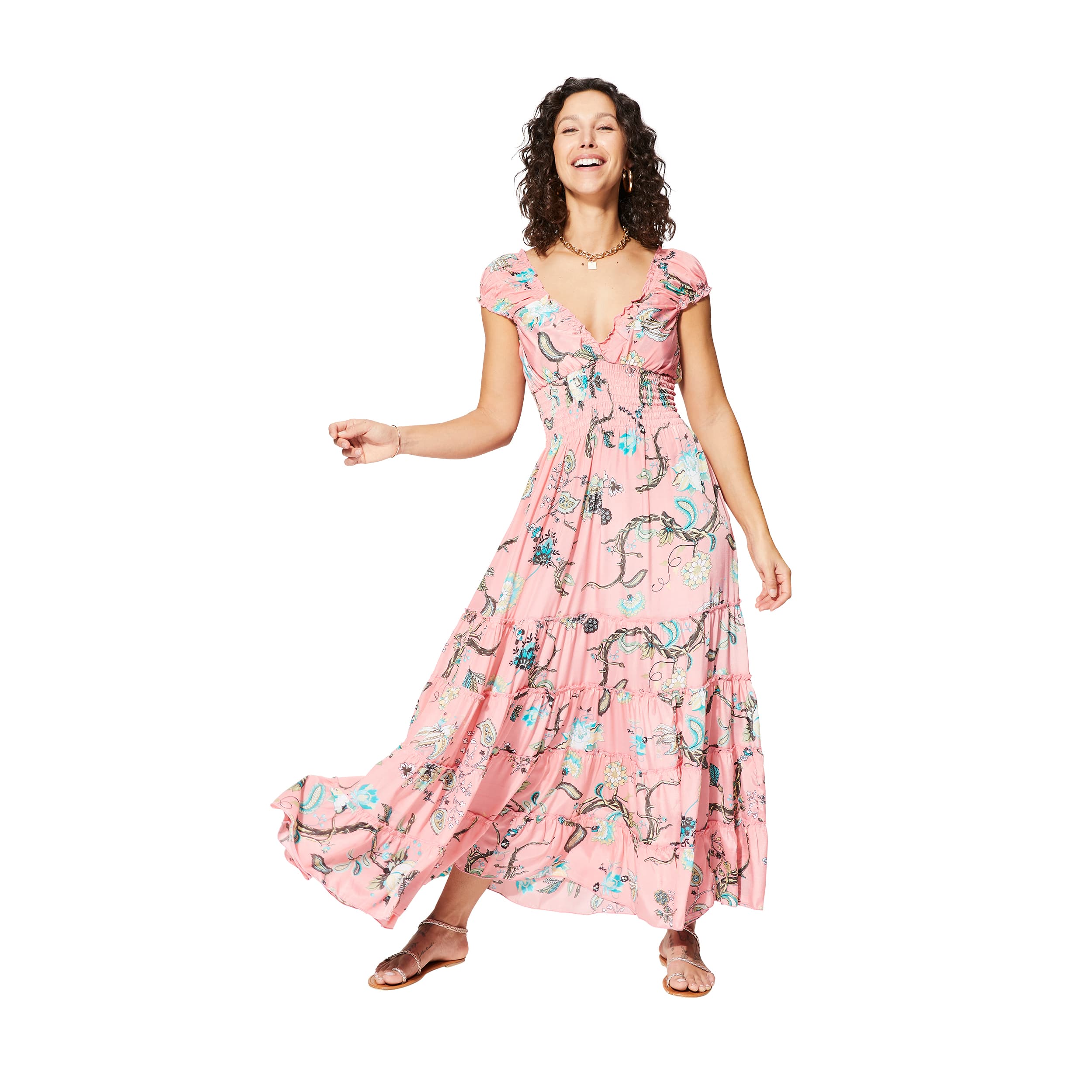 Robe été longue manches courtes Kat - 100% polyester - Akoustik Online