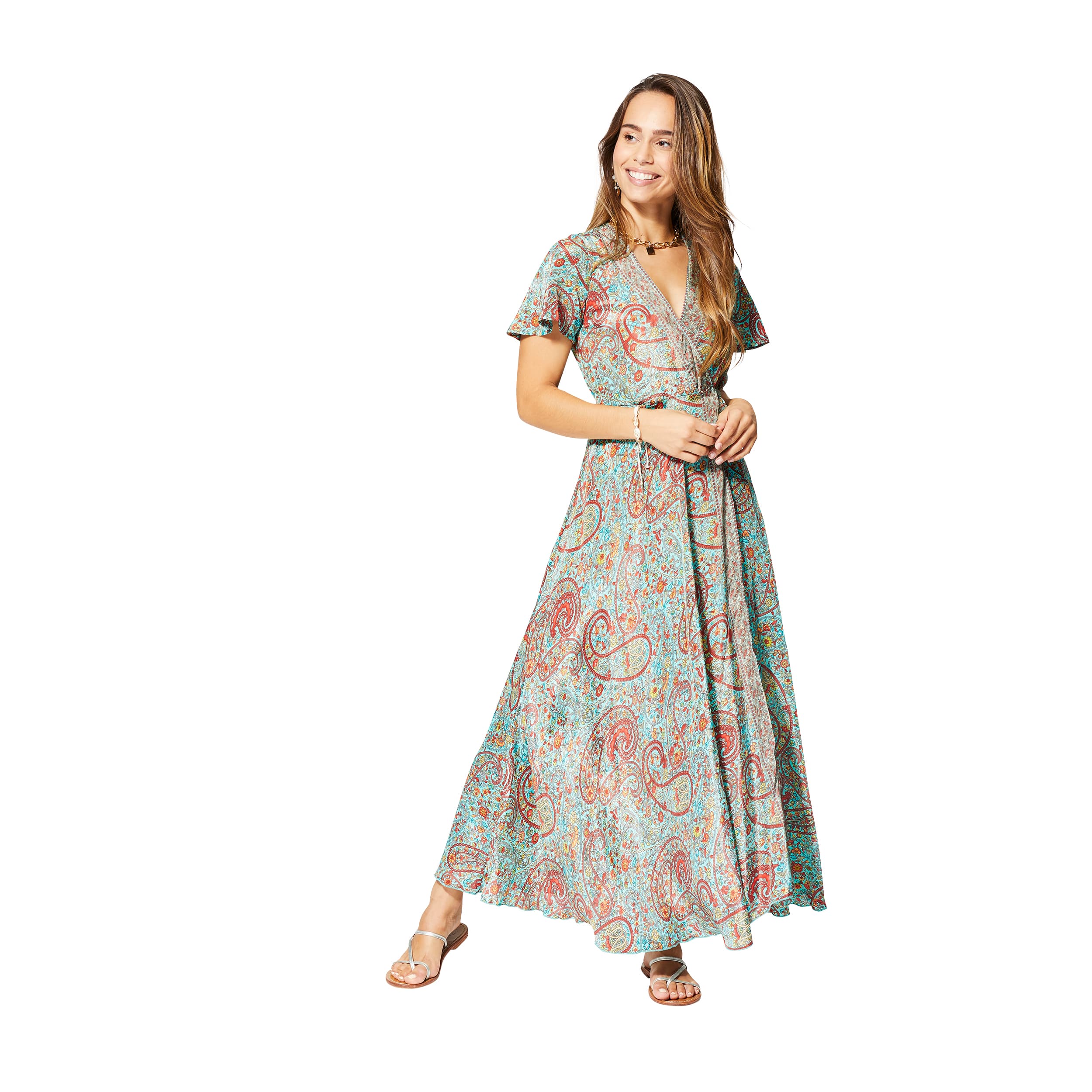 Robe été longue manches courtes Liv - 100% polyester - Akoustik Online