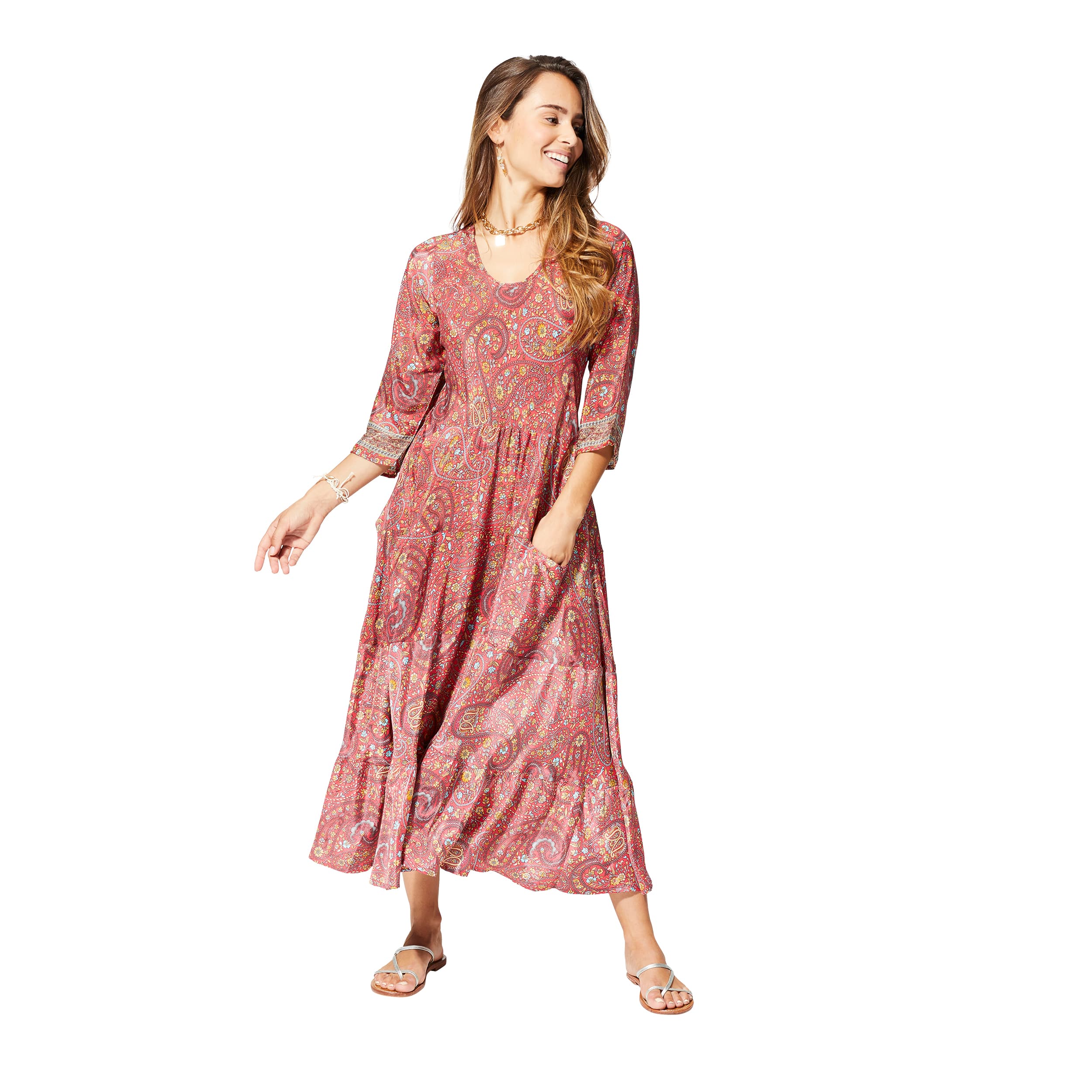 Robe été mi-longue manches 3/4 Ona - 100% polyester - Akoustik Online