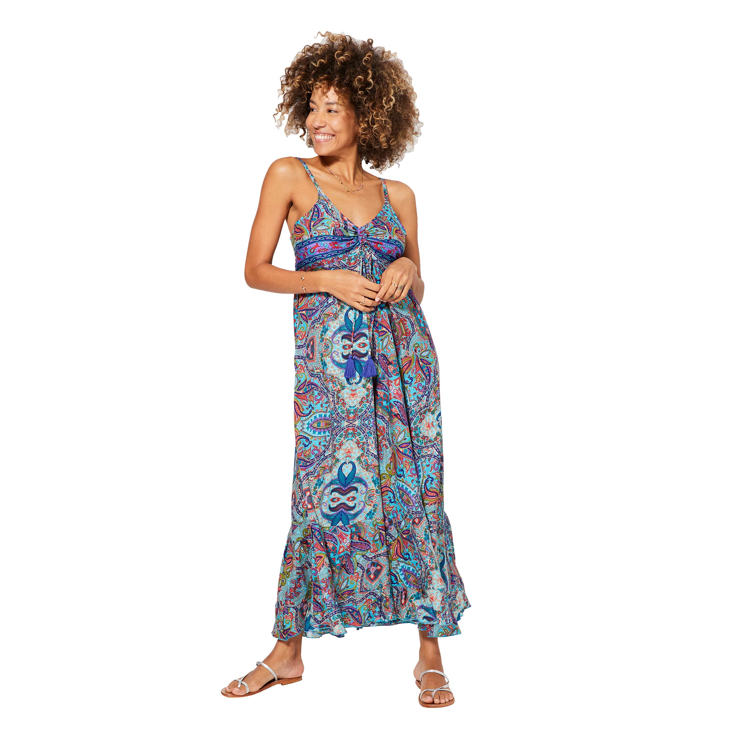 Robe été longue sans manches April - 100% polyester - Akoustik Online