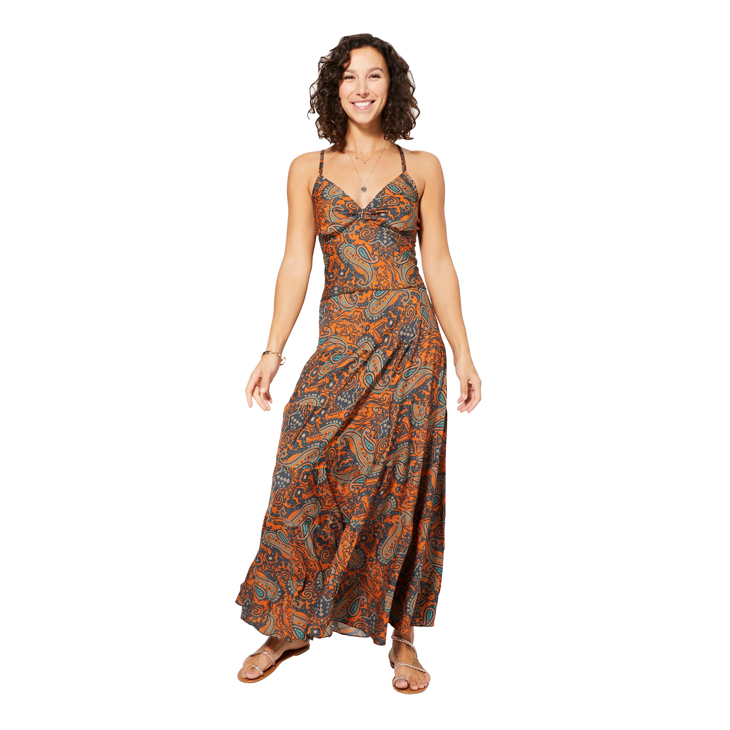 Robe été longue sans manches Mhairi - 100% polyester - Akoustik Online