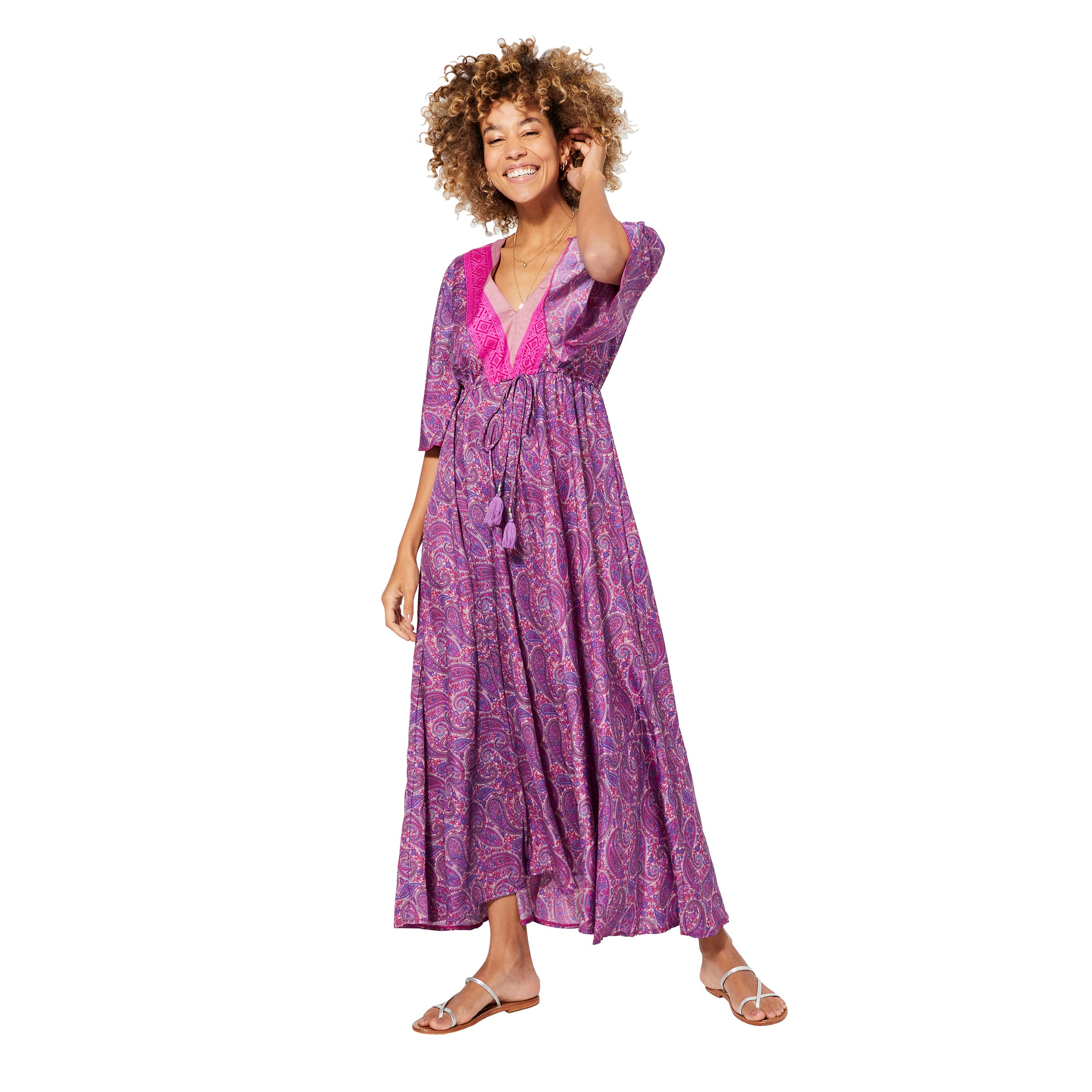 Robe été longue manches 3/4 Teasag - 100% polyester - Akoustik Online