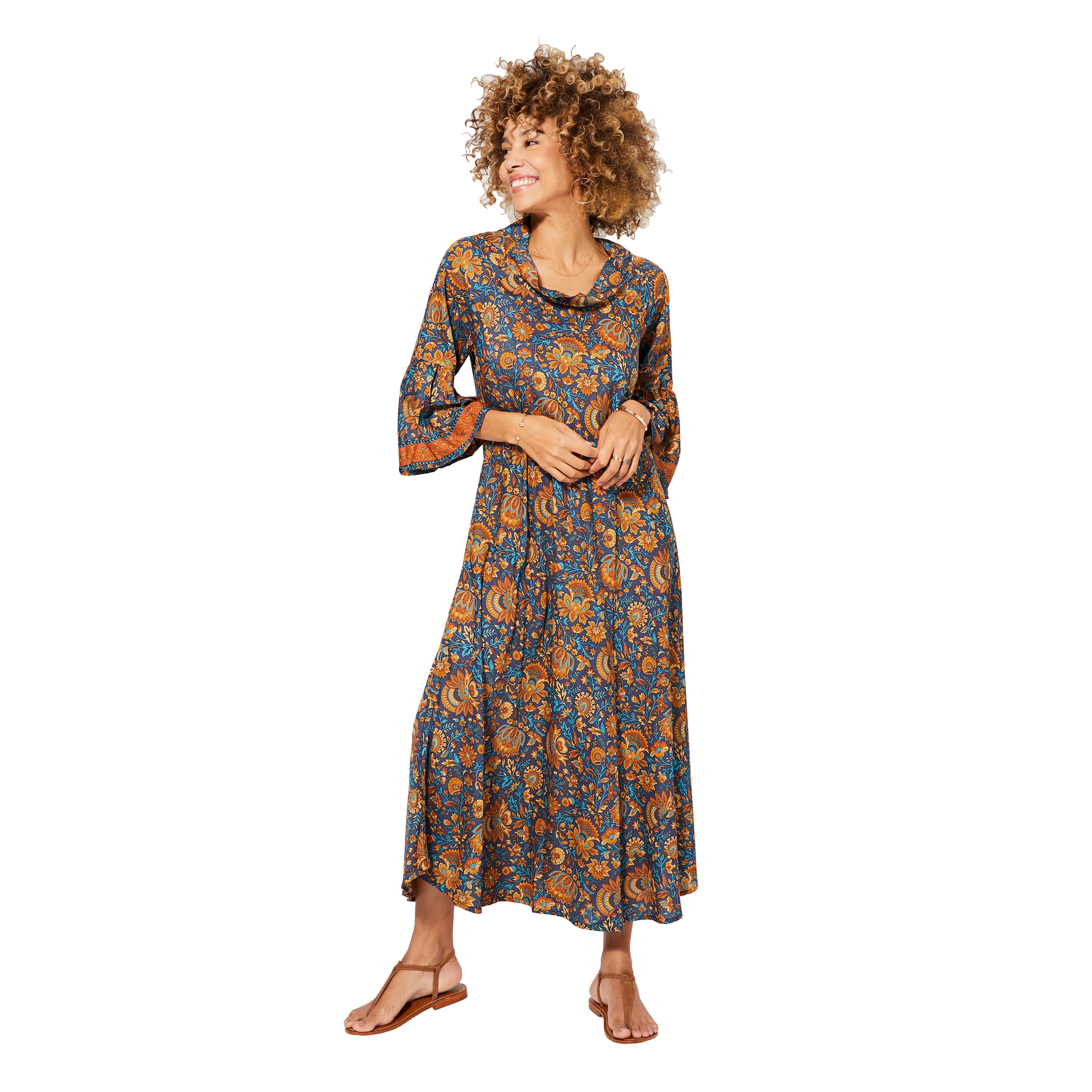 Robe été longue manches 3/4 Astaroth - bleu, marron - Akoustik Online