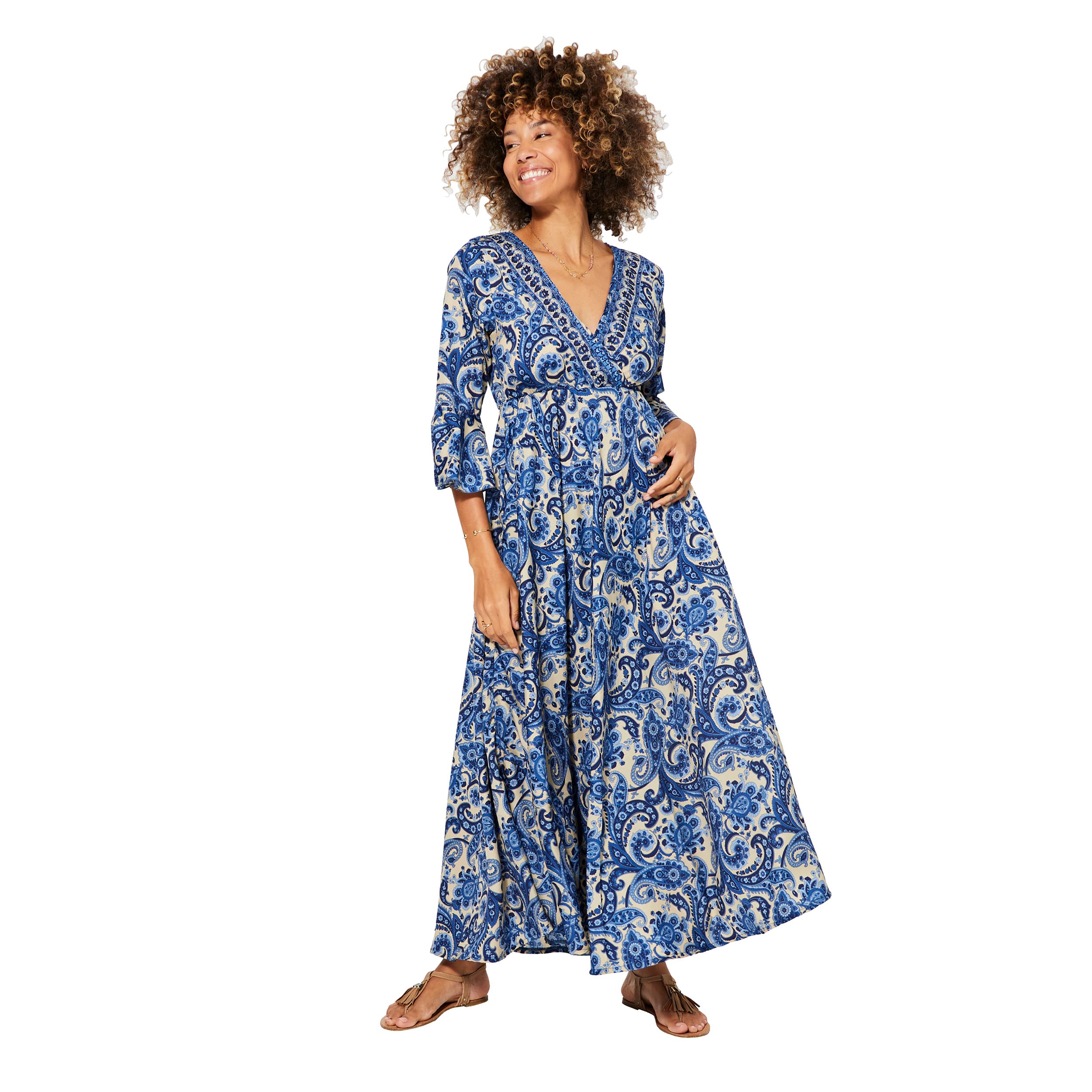 Robe été longue manches 3/4 Atarah - 100% polyester - Akoustik Online