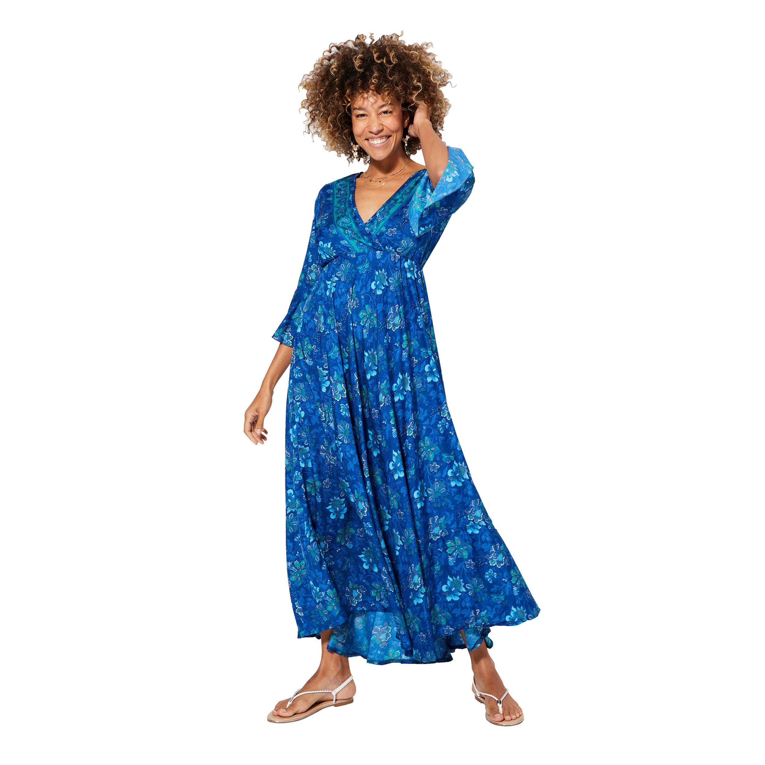 Robe été longue manches 3/4 Blanid - 100% polyester - Akoustik Online