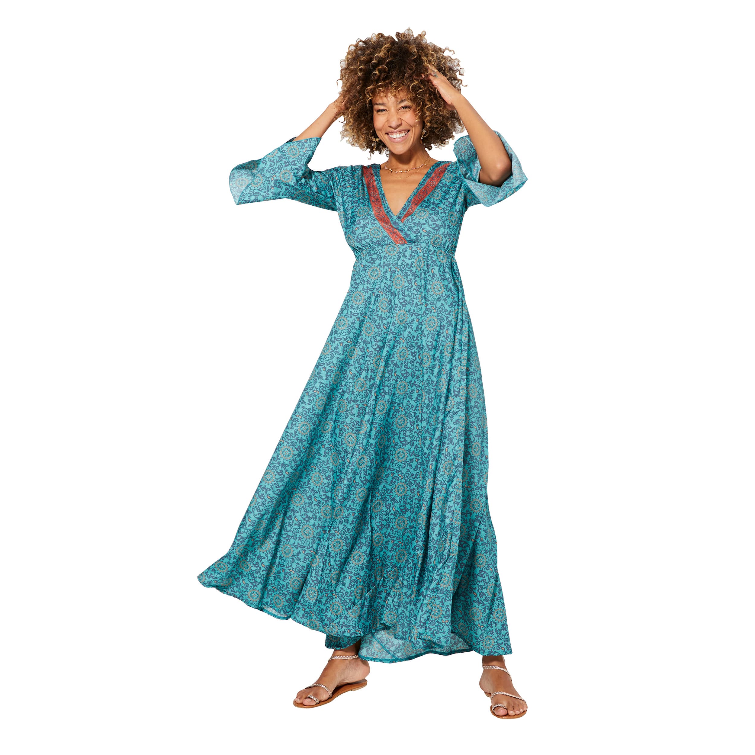 Robe été longue manches 3/4 Atiya - 100% polyester - Akoustik Online