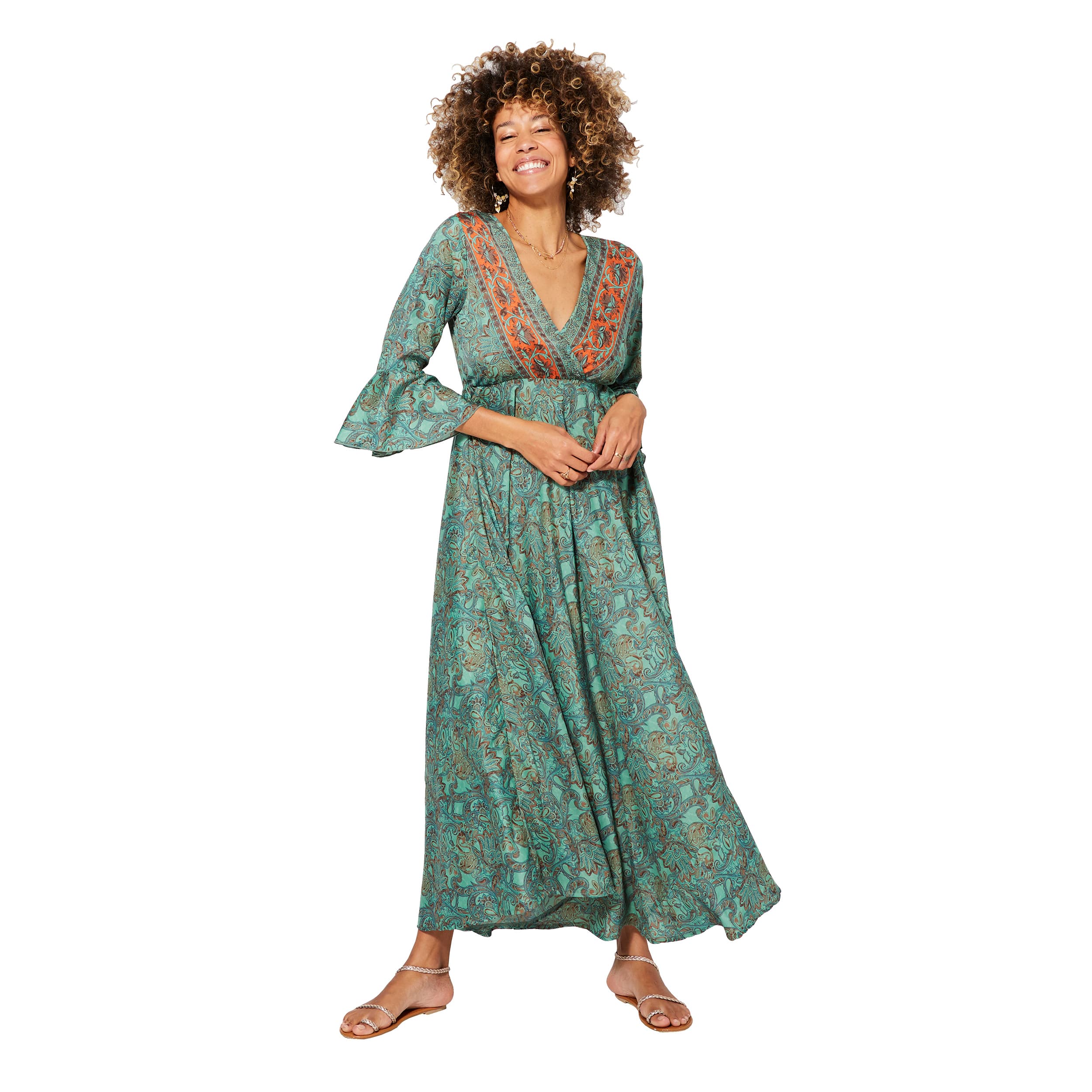 Robe été longue manches 3/4 Attilio - 100% polyester - Akoustik Online