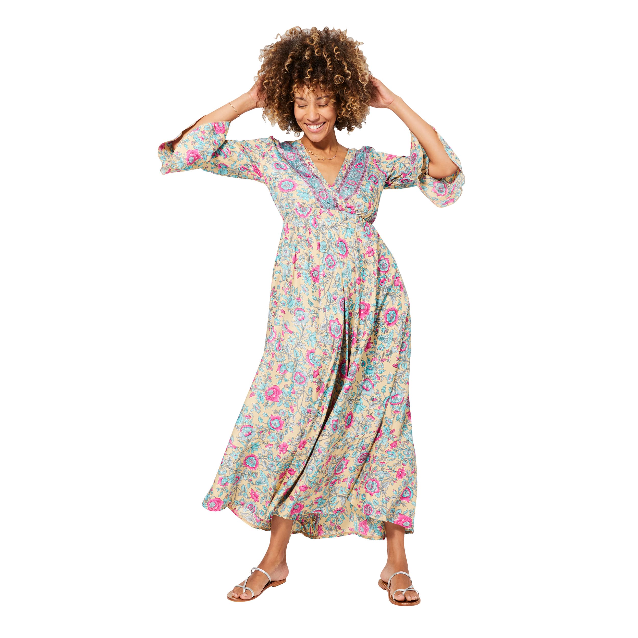 Robe été longue manches 3/4 Lois - 100% polyester - Akoustik Online