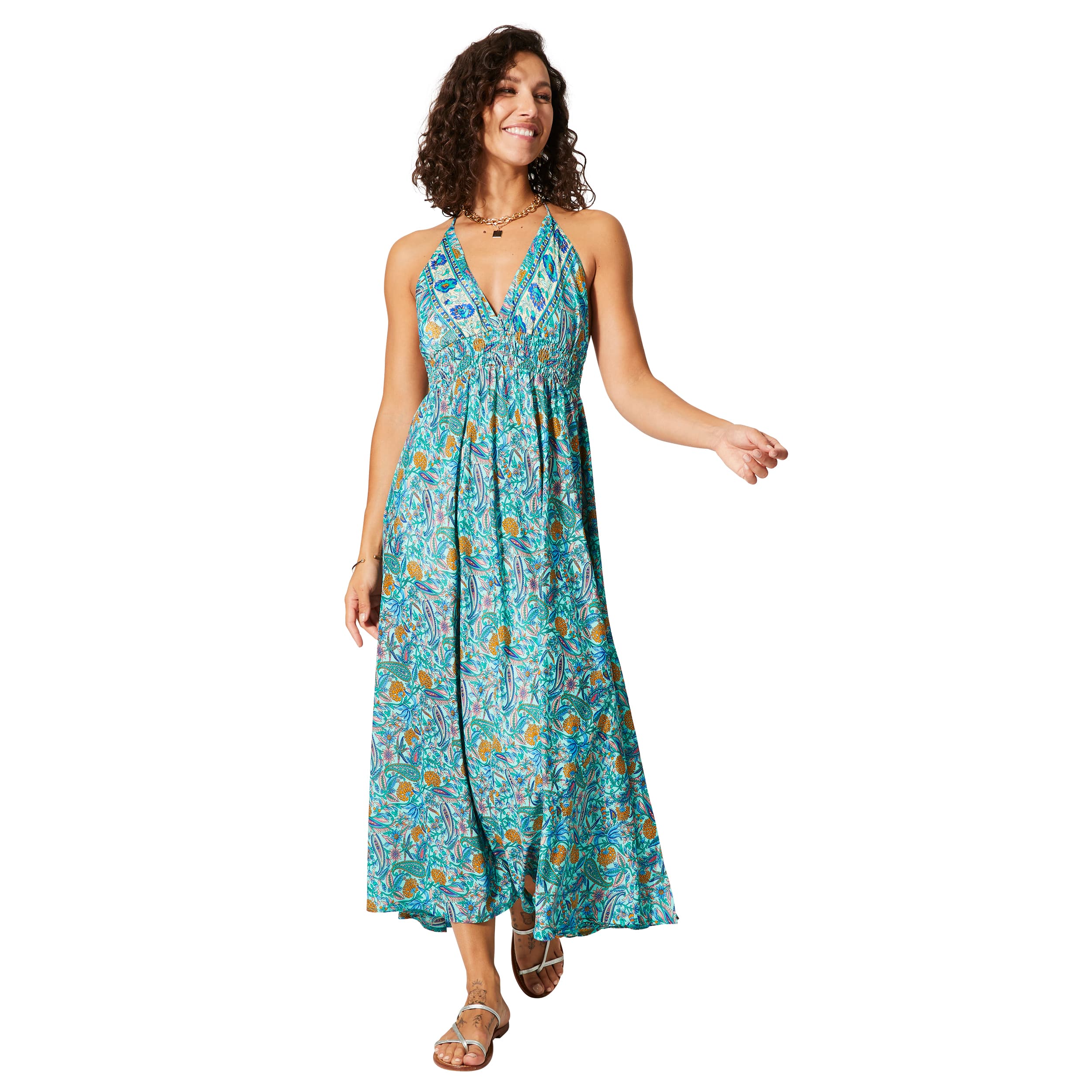 Robe été longue sans manches Pran - 100% polyester - Akoustik Online