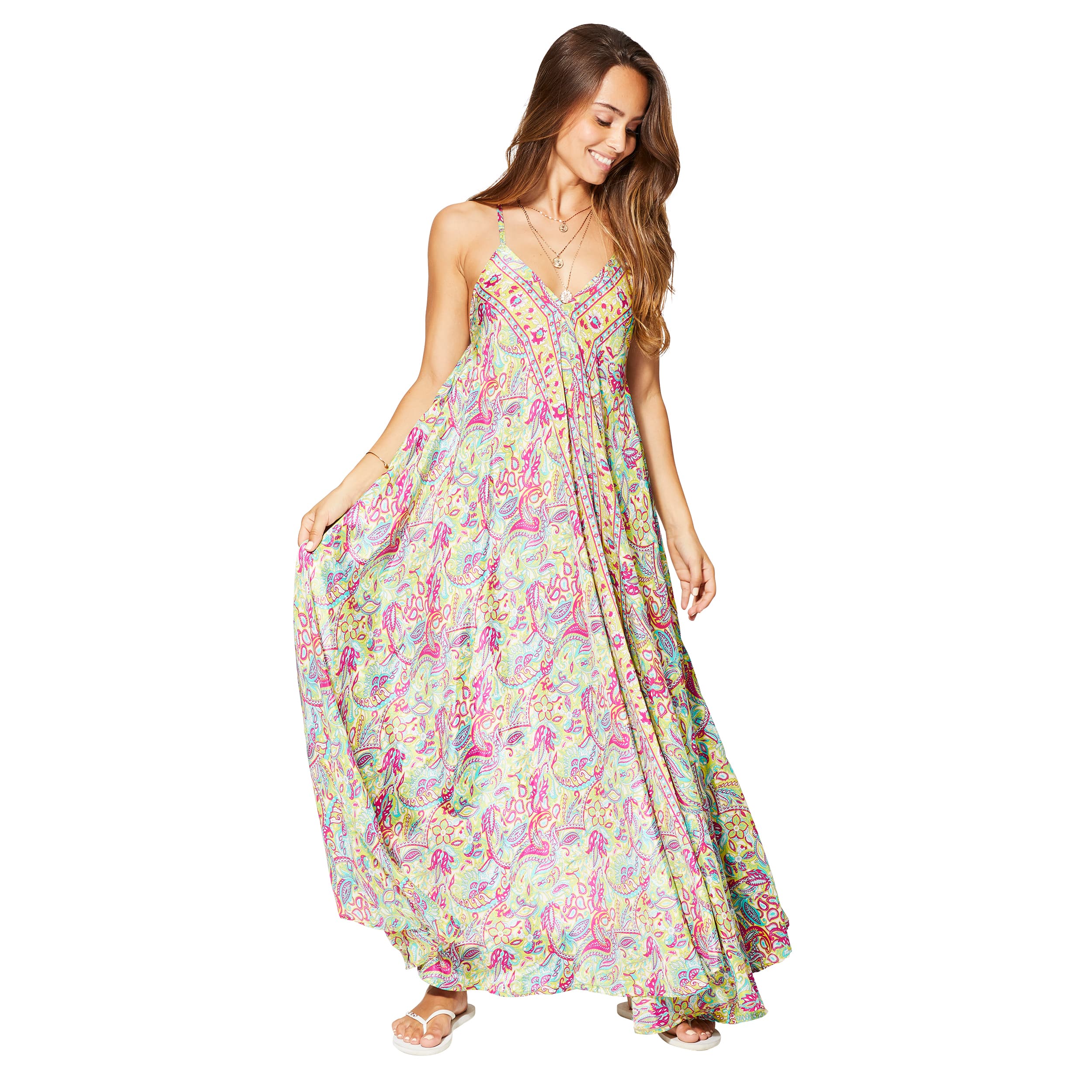Robe été longue sans manches Marie - 100% polyester - Akoustik Online