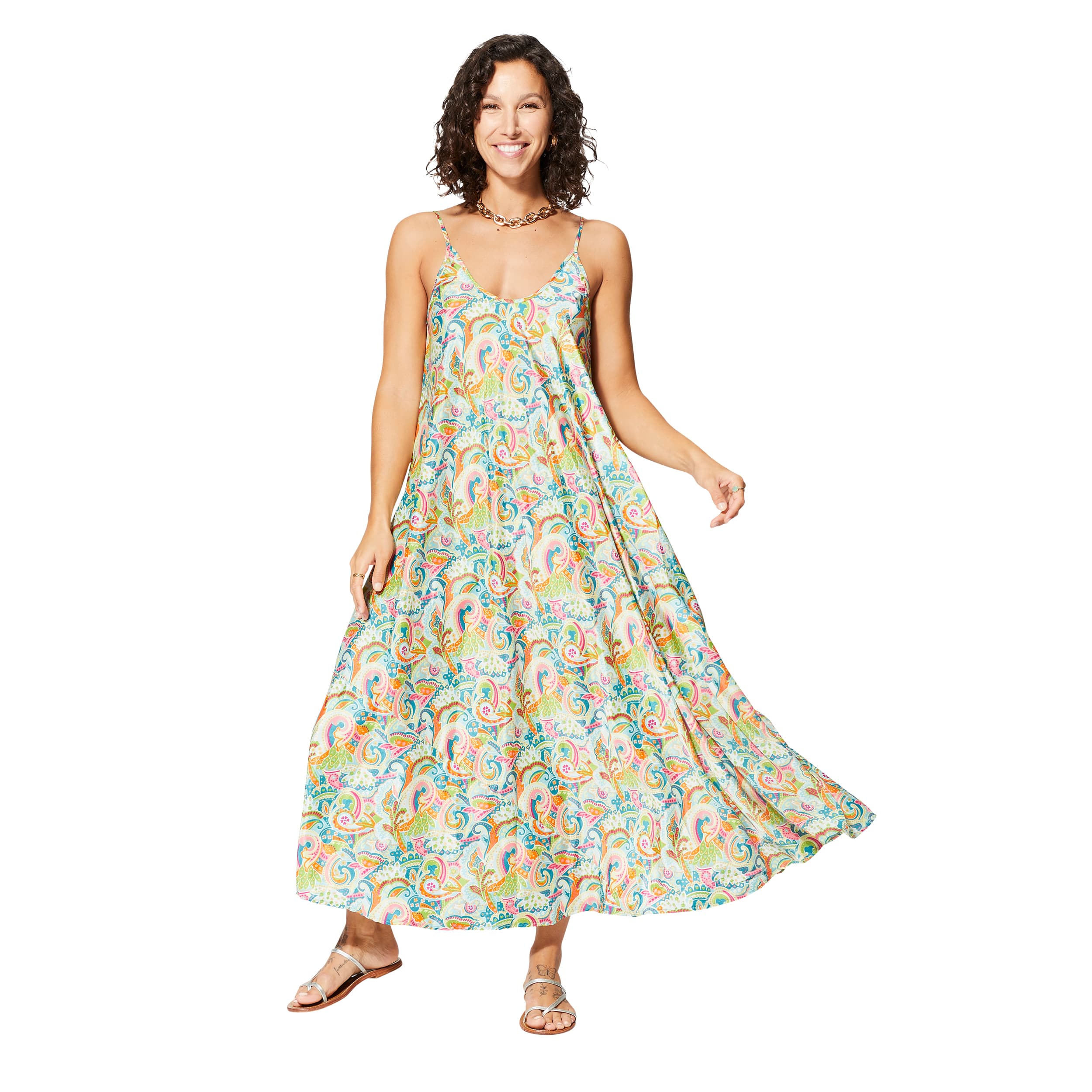 Robe été longue sans manches Miyako - 100% polyester - Akoustik Online
