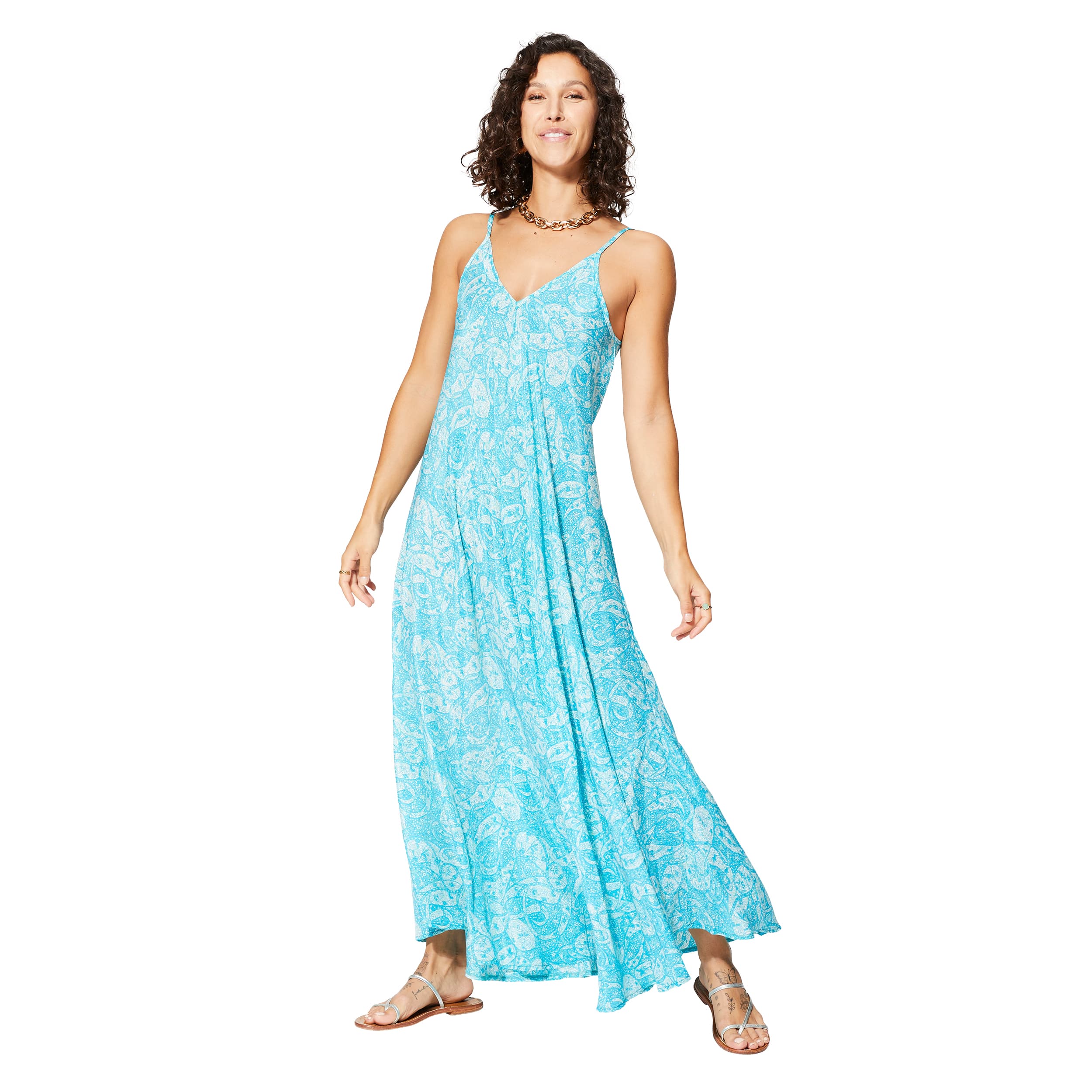 Robe été longue sans manches Taline - 100% polyester - Akoustik Online