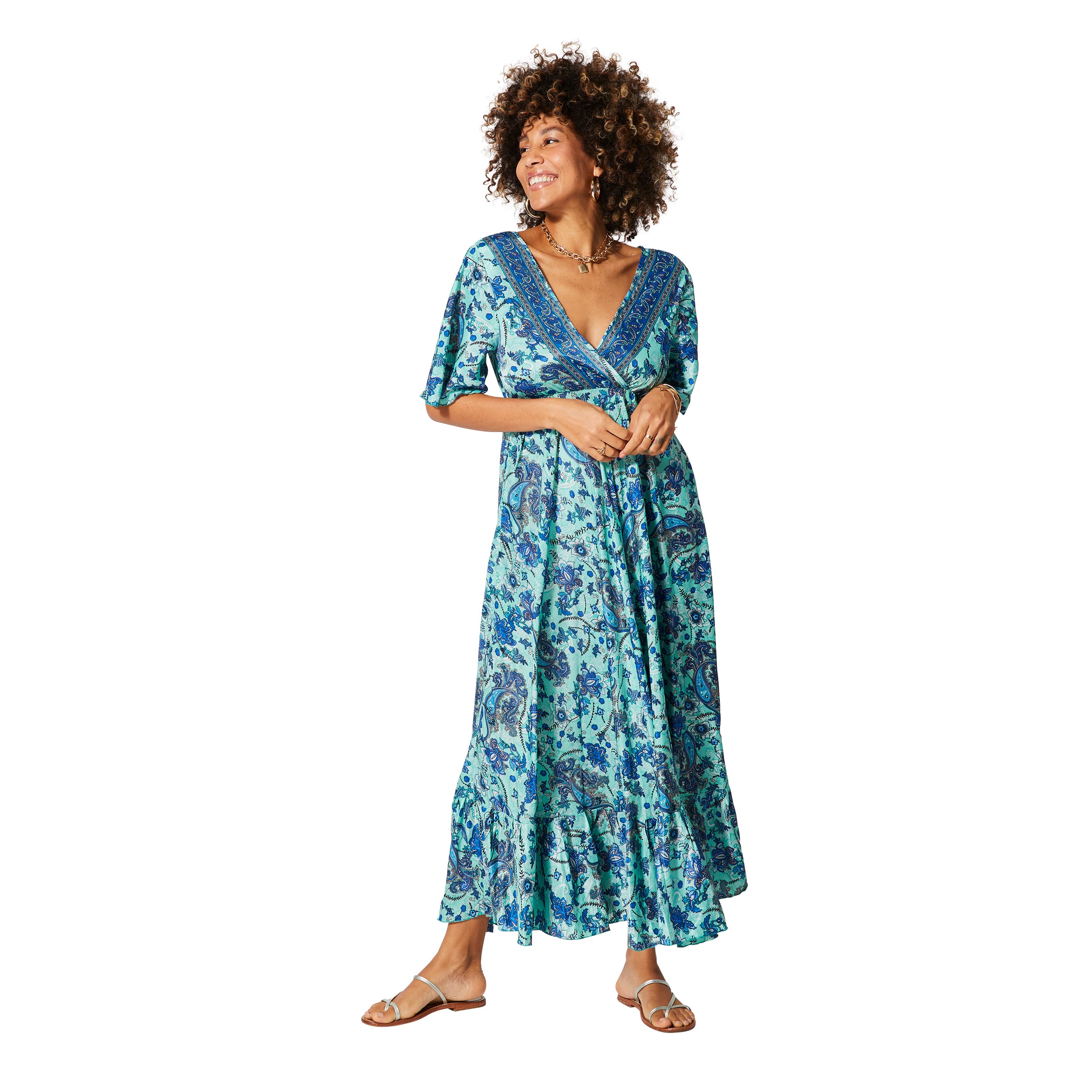 Robe été longue manches 3/4 Vina - 100% polyester - Akoustik Online