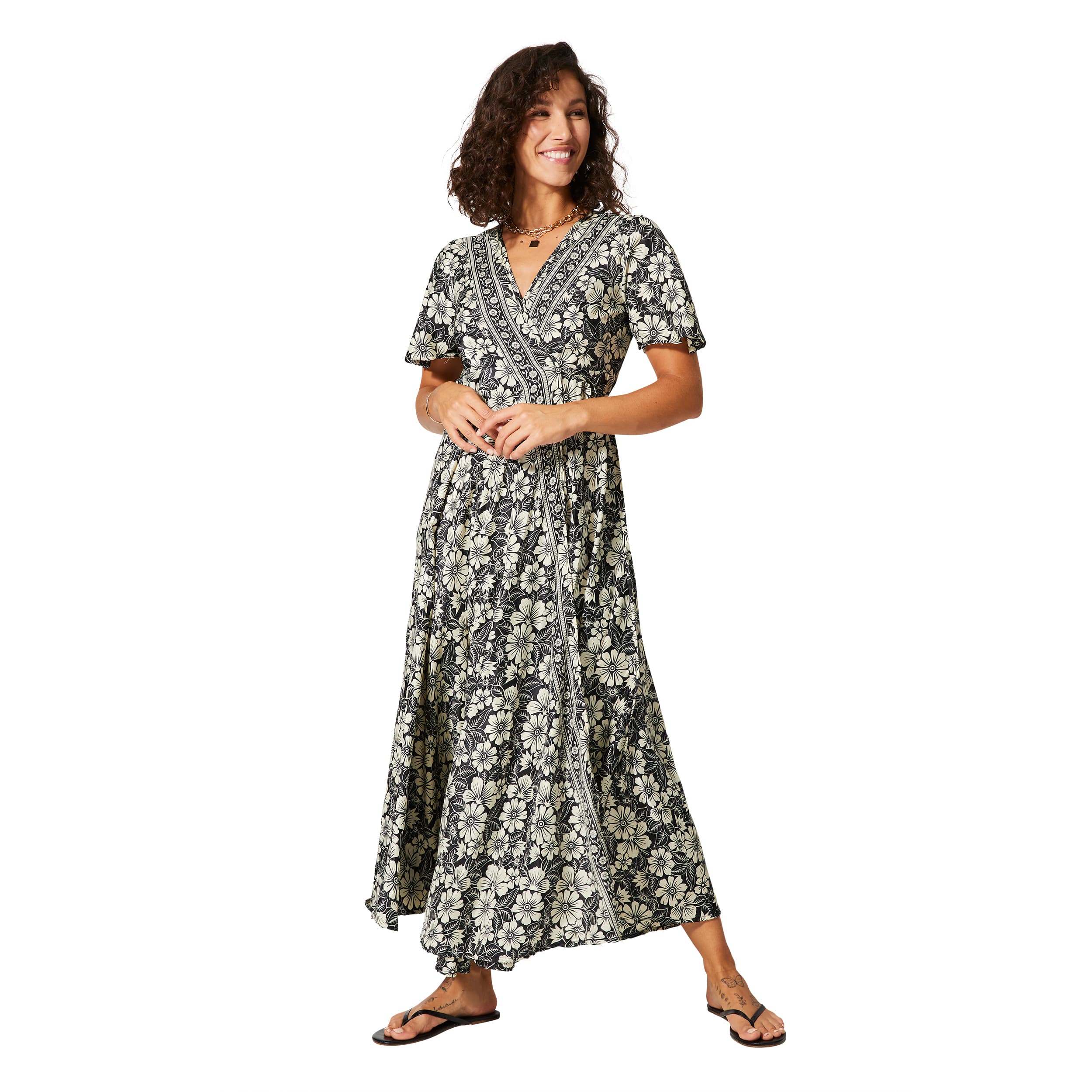 Robe été longue manches courtes Rikki - noir, blanc - Akoustik Online