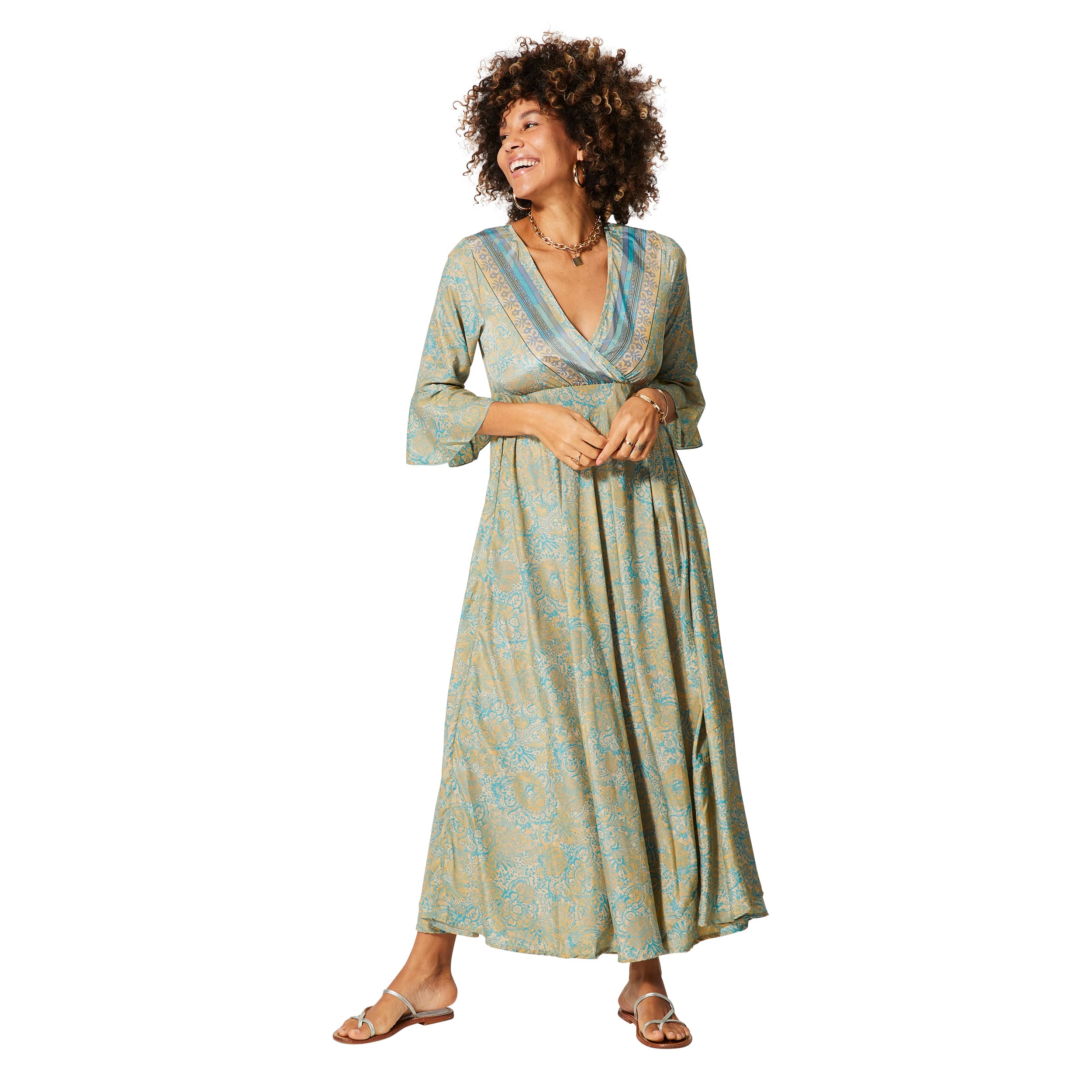 Robe été longue manches 3/4 Fikri - 100% polyester - Akoustik Online