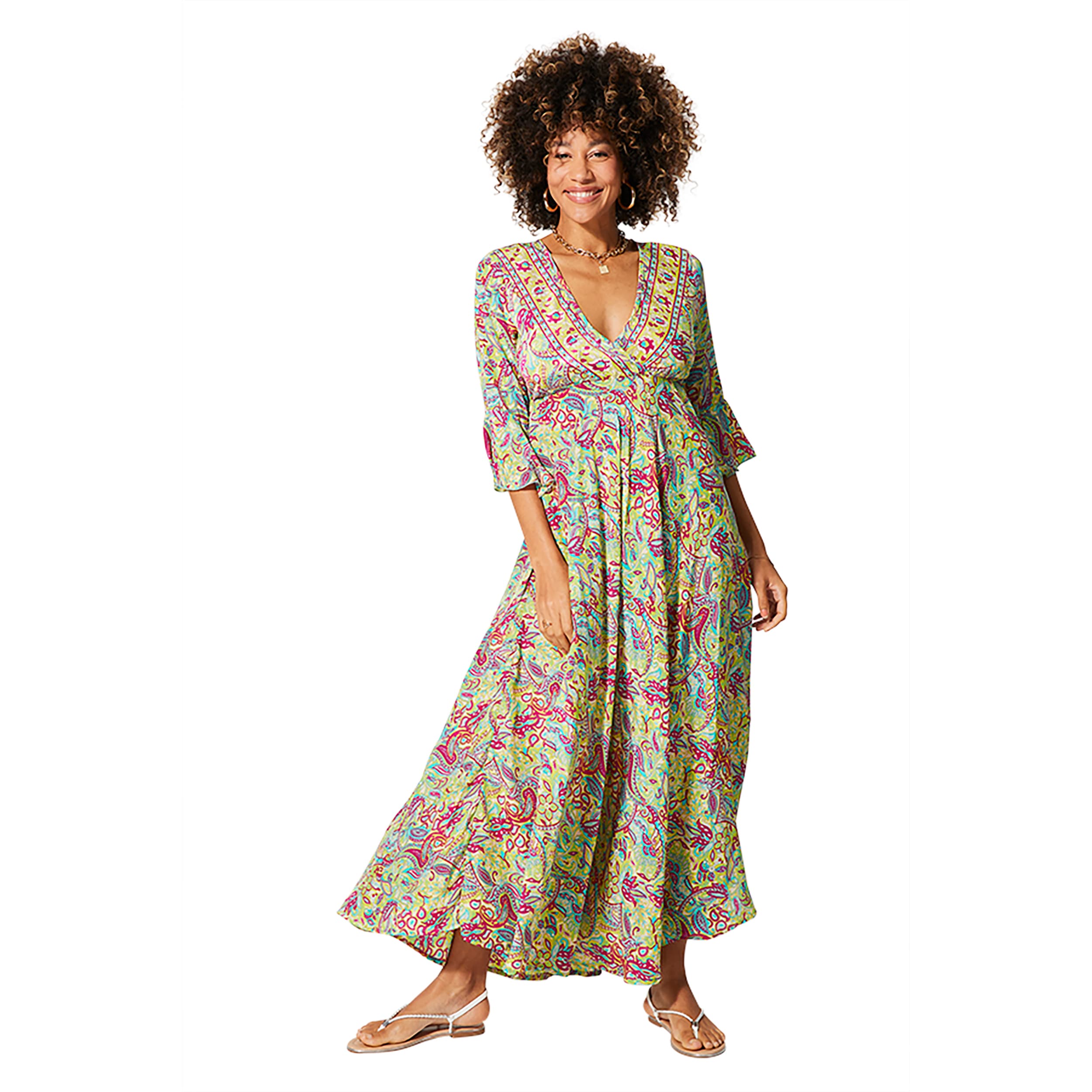 Robe été longue manches 3/4 Mirela - 100% polyester - Akoustik Online
