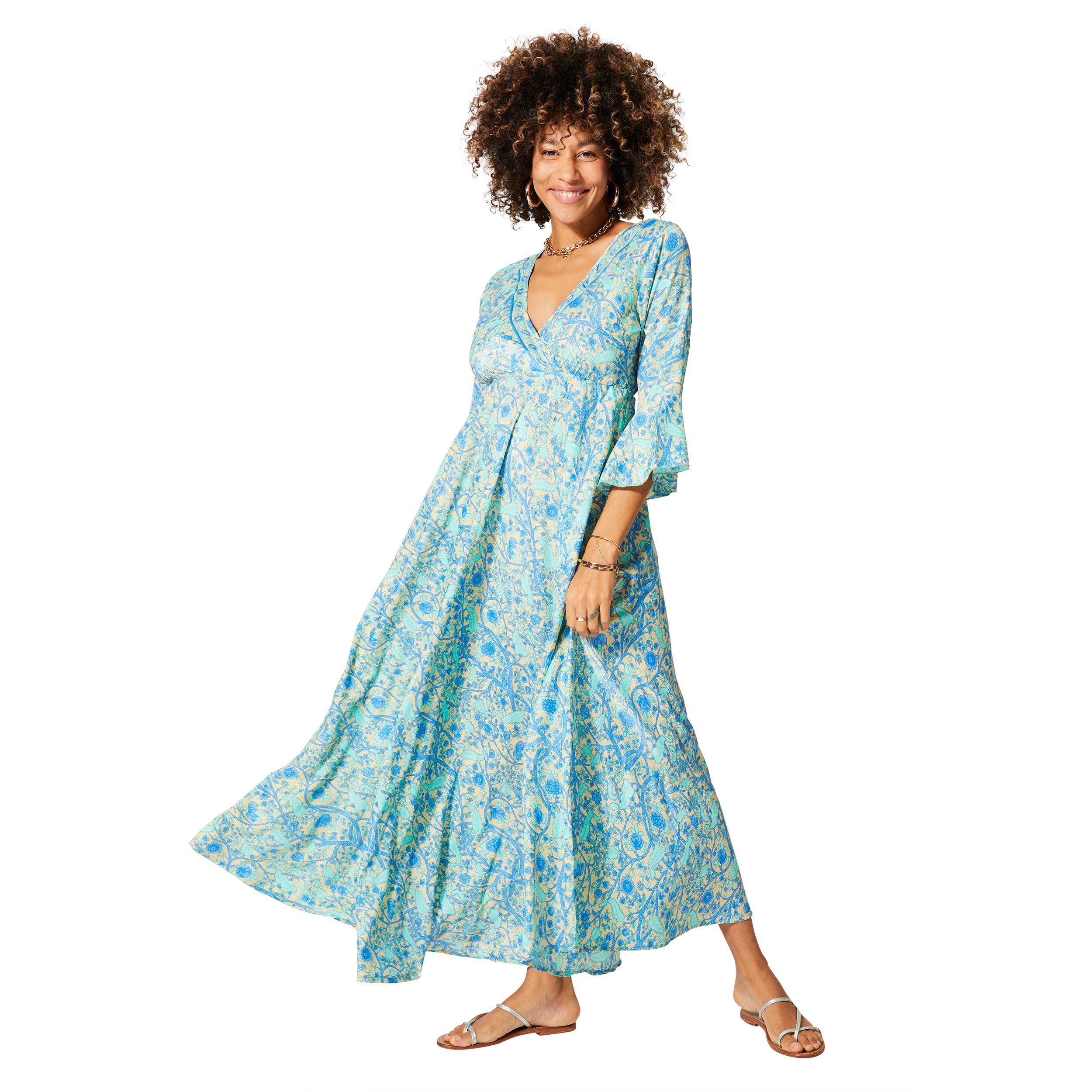 Robe été longue manches 3/4 Sandu - 100% polyester - Akoustik Online