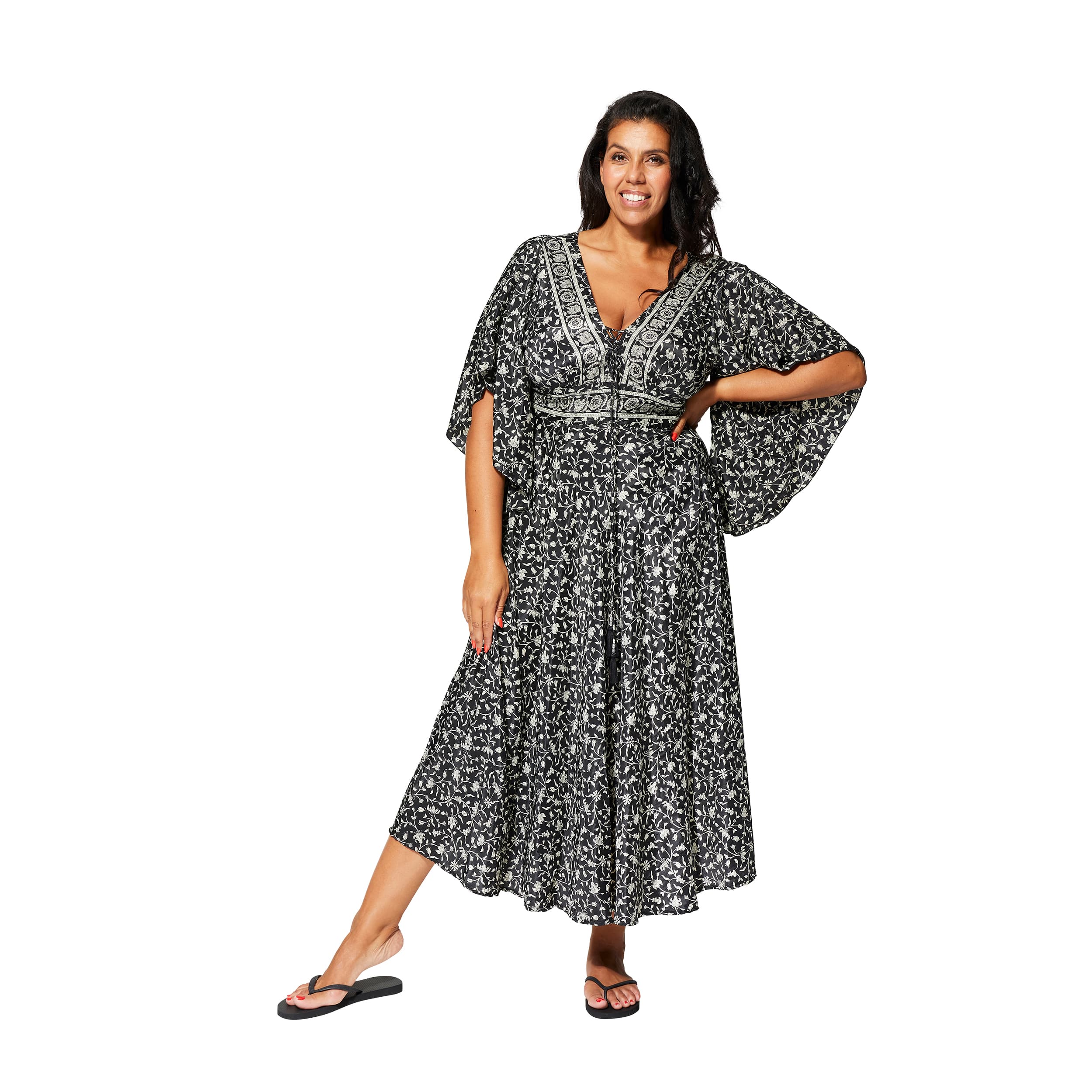 Robe été longue manches courtes Urbain - noir, blanc - Akoustik Online