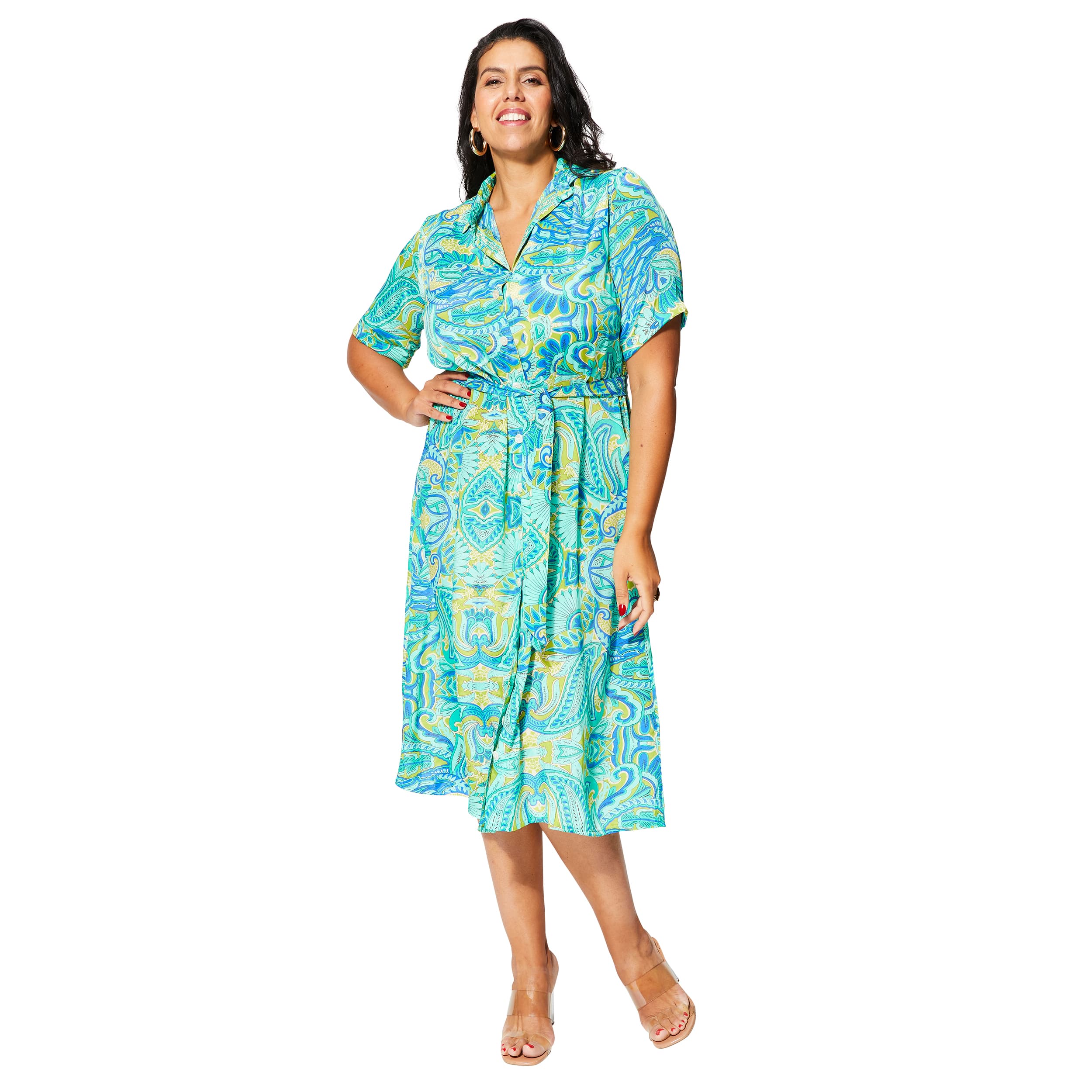 Robe été mi-longue manches courtes Marine - Akoustik Online