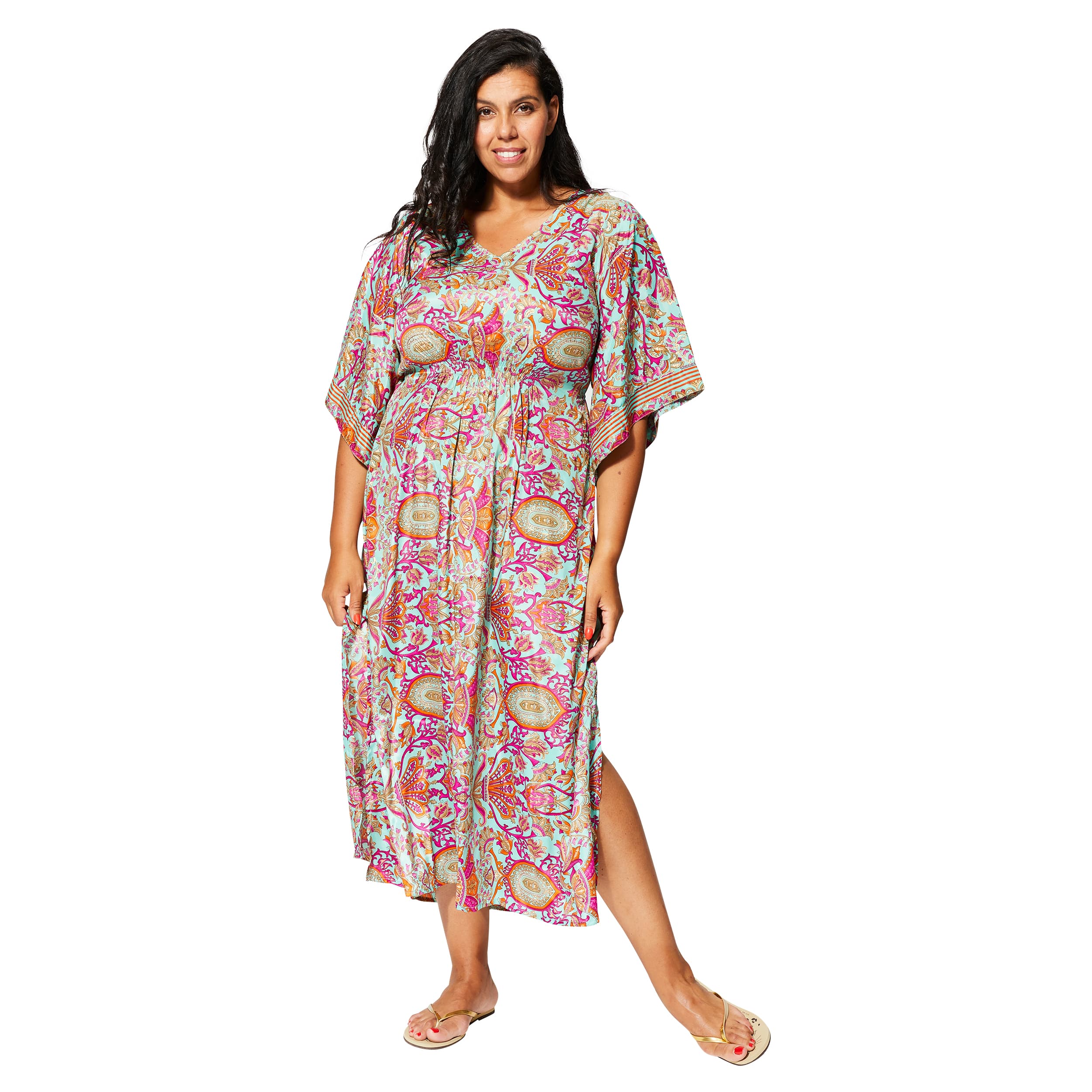 Robe été longue manches 3/4 Jade - 100% polyester - Akoustik Online