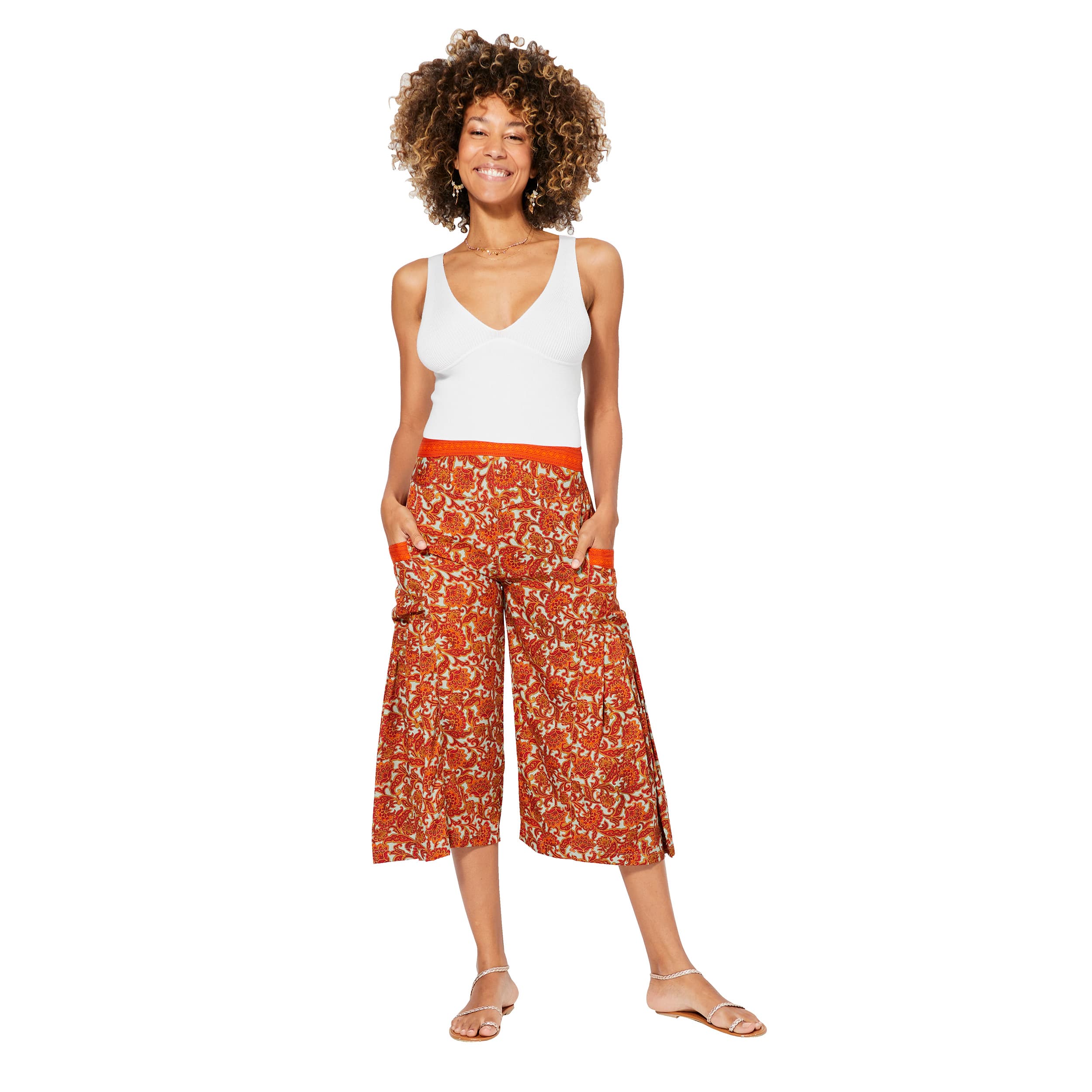 Pantalon été mi-long Aysun - 100% polyester - Akoustik Online