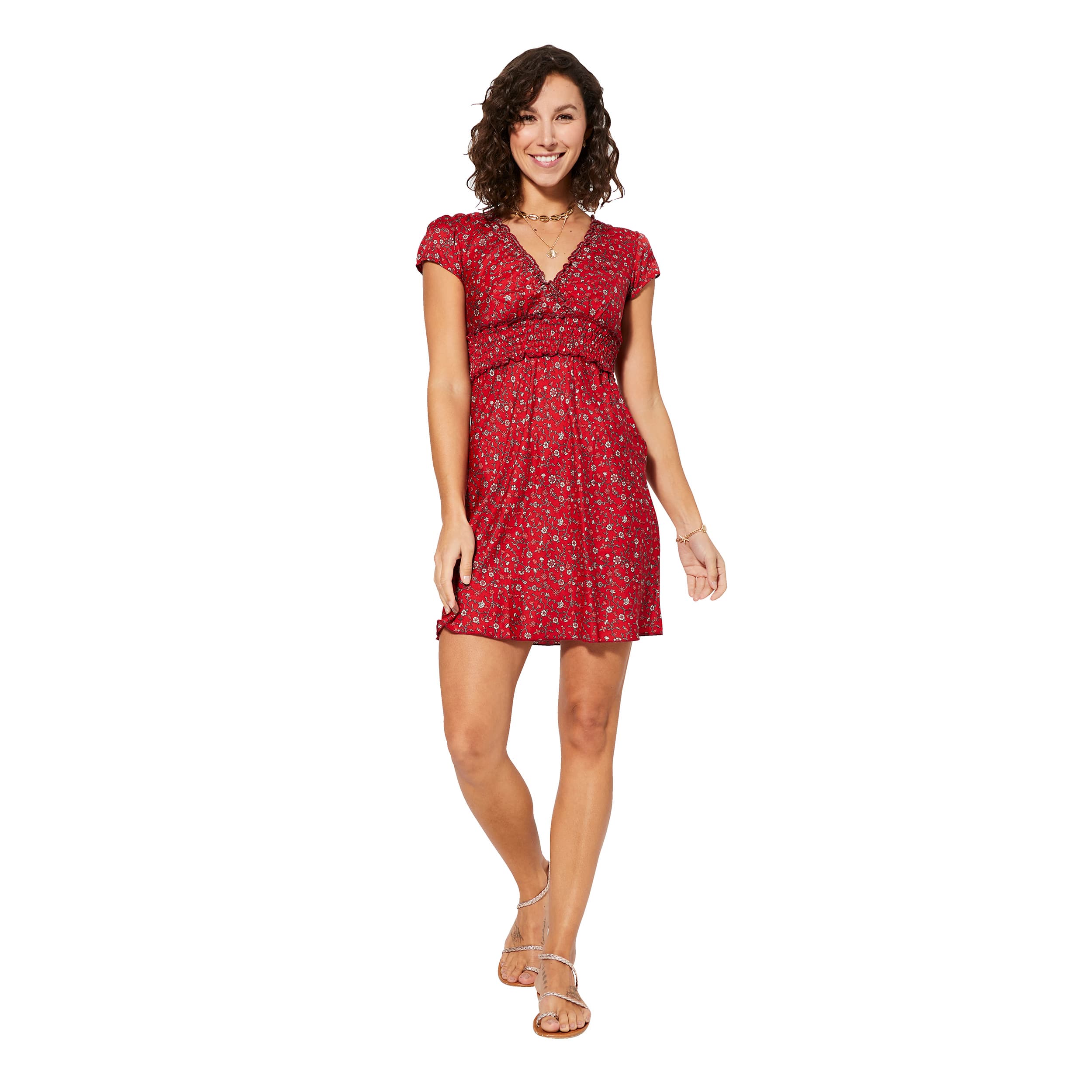 Robe été courte manches courtes Barney - rouge, gris - Akoustik Online